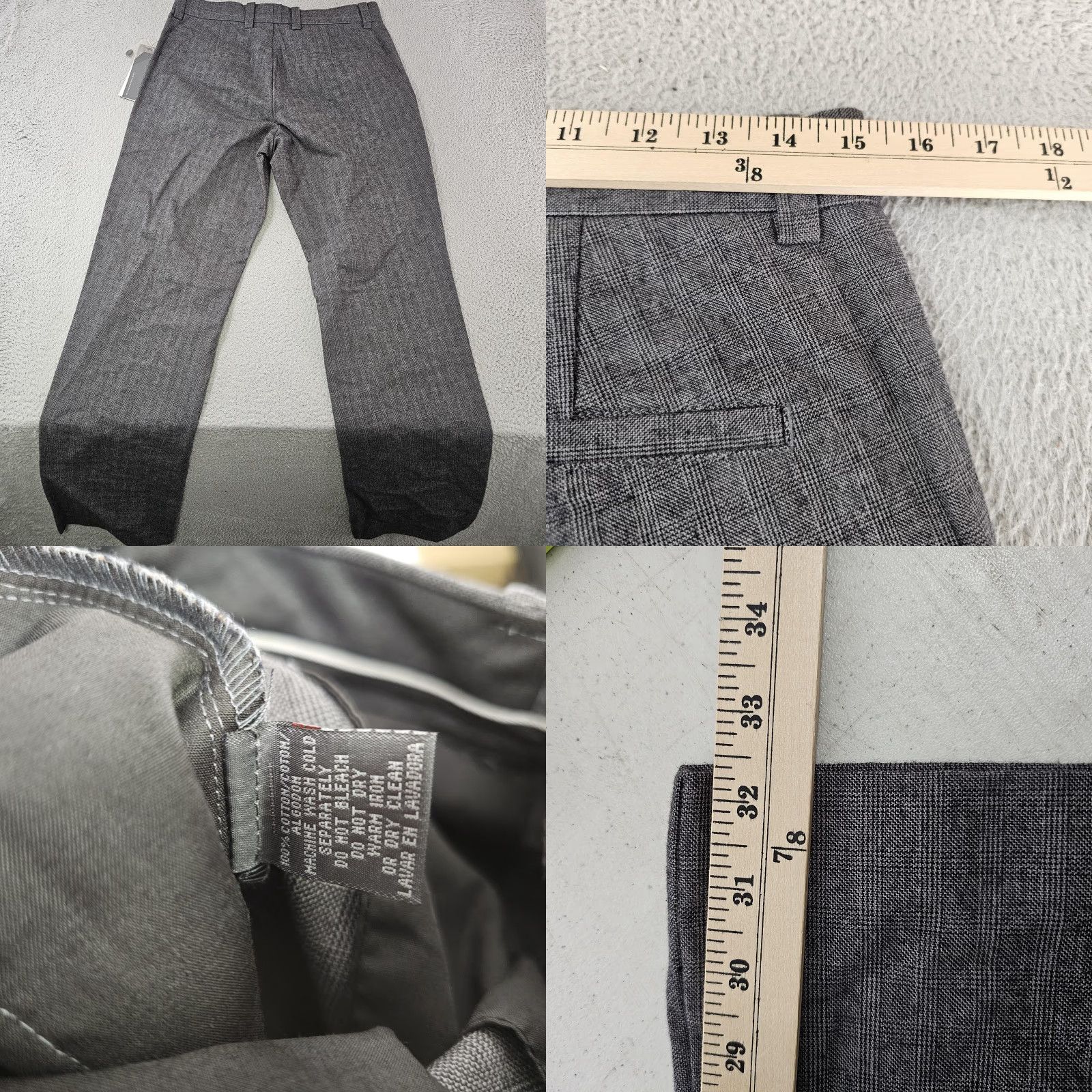 Kenneth Cole KENNETH COLE REACTION Pants Mens 30x32 Gray Plaid Dress Slacks Flat Front Dress Pants Mens New Size US 30 / EU 46 - 8 Thumbnail