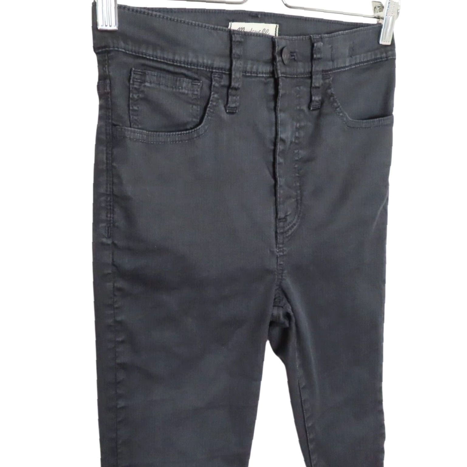 Madewell Madewell Womens Jeans 27 10" High Rise Skinny Black Coated Solid Denim Pants Size 27" / US 4 / IT 40 - 2 Thumbnail