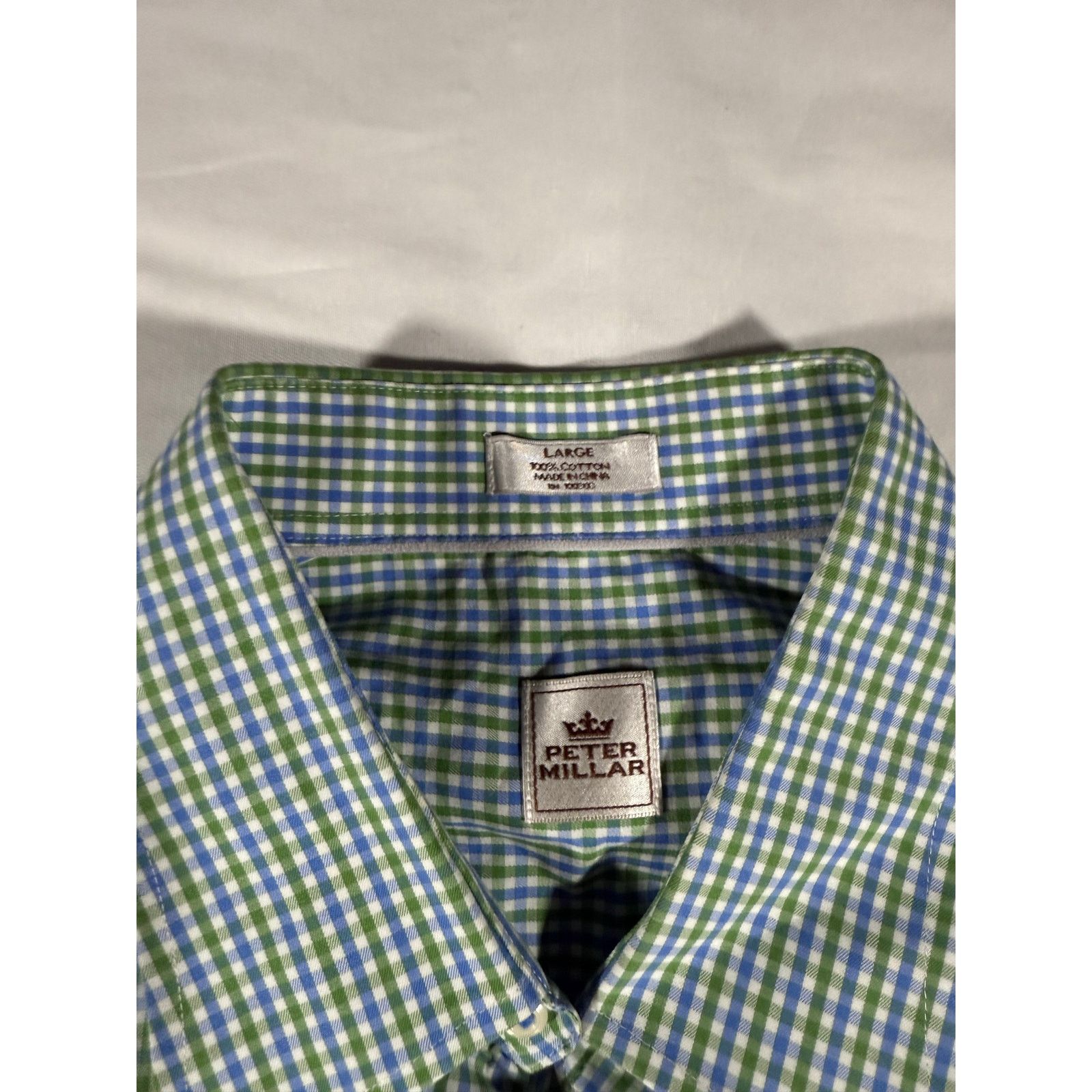 Peter Millar Peter Millar Men’s Shirt Large Green Blue Plaid Long Sleeve Size US L / EU 52-54 / 3 - 3 Thumbnail