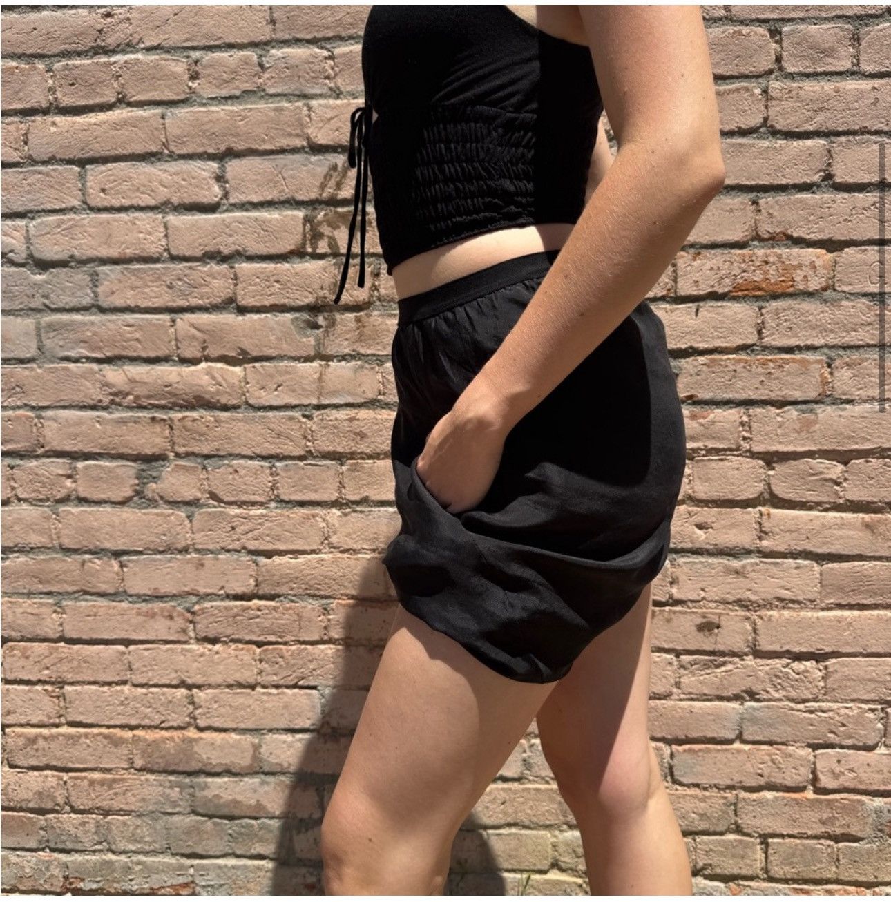 Rick Owens Rick Owens Lilies Black Silk Ruched Skort Mini Skirt Sz S Size 27" / US 4 / IT 40 - 4 Thumbnail