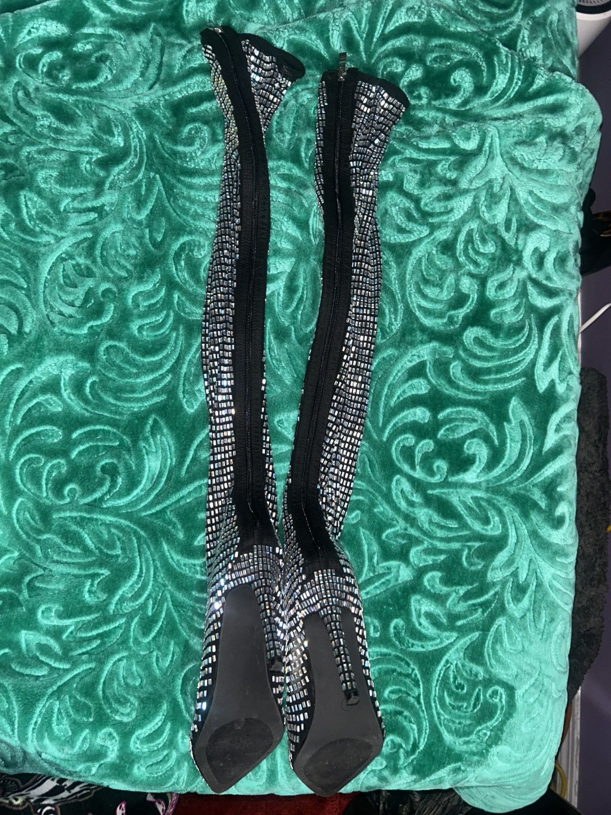 Fashion Nova Rhinestone knee heeled boots Size US 7 / IT 37 - 3 Thumbnail