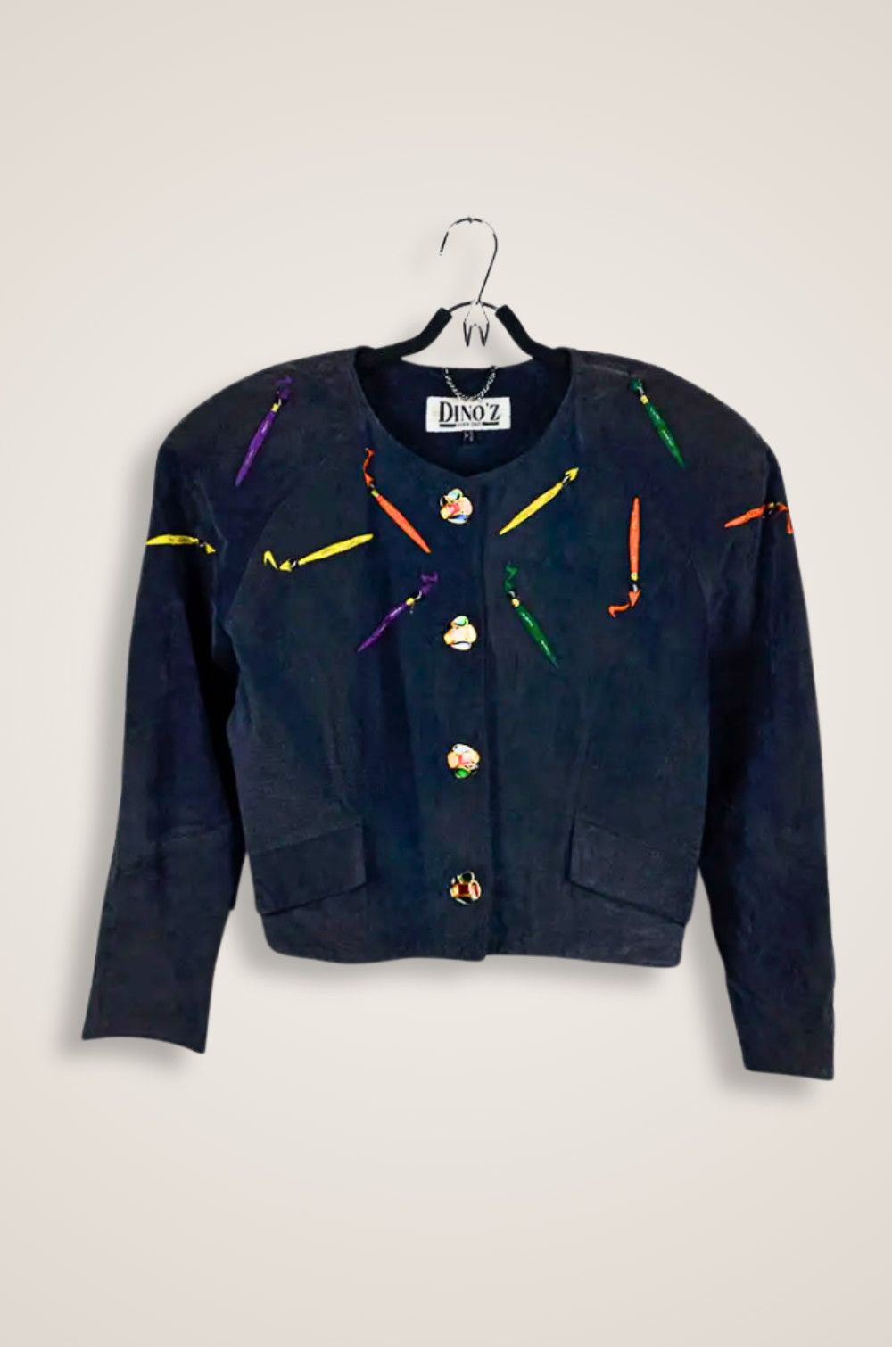 Vintage DINO’Z Embroidered Leather Jacket – Size 36 Size XS / US 0-2 / IT 36-38 - 1 Thumbnail