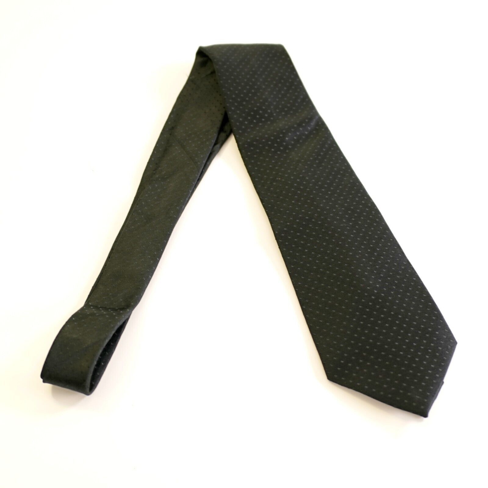 Van Heusen Van Heusen Black Check Print Silk Tie Size ONE SIZE - 6 Thumbnail