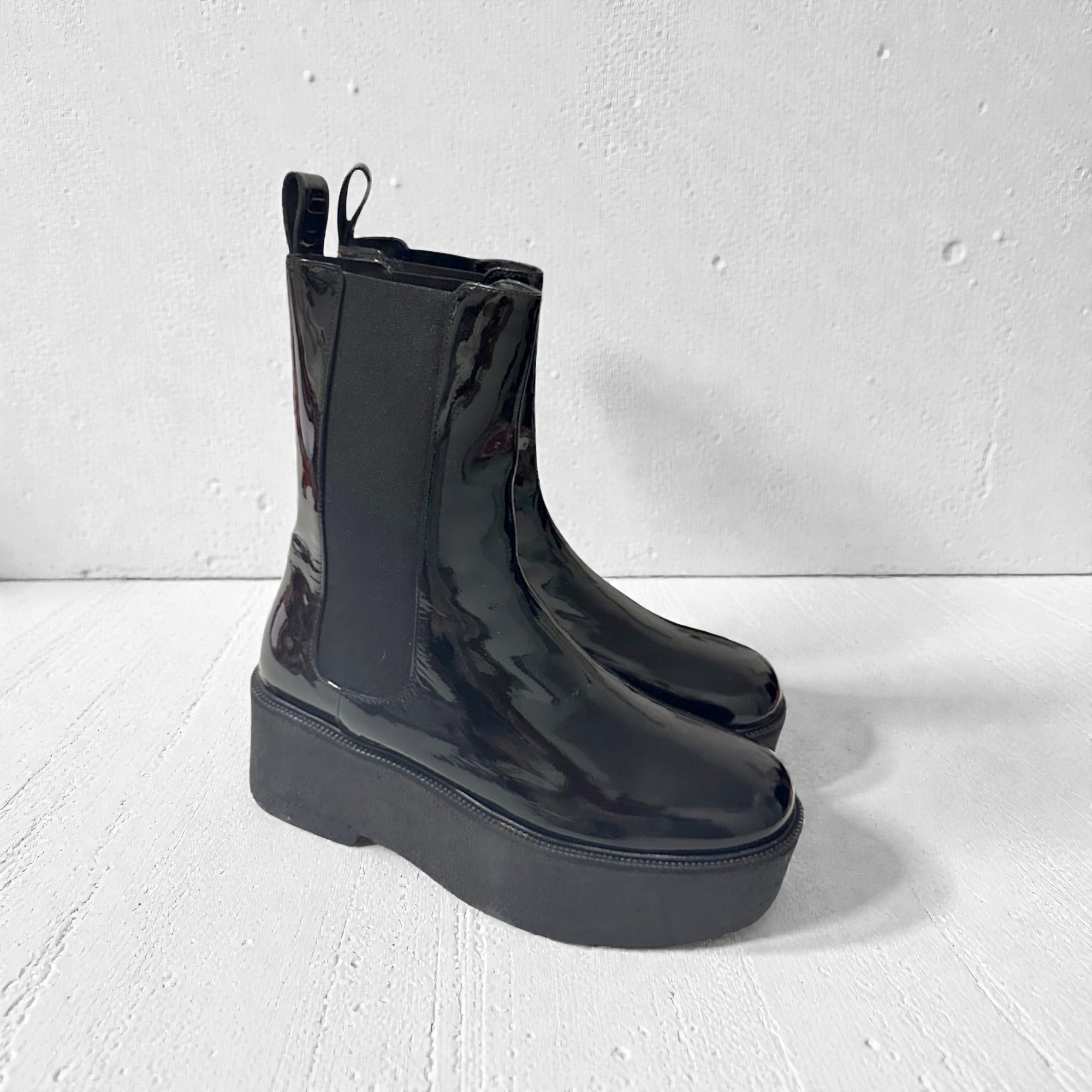 Staud Staud Palamino Black Patent Leather Platform Chelsea Boots, Size US 10 / IT 40 - 4 Thumbnail