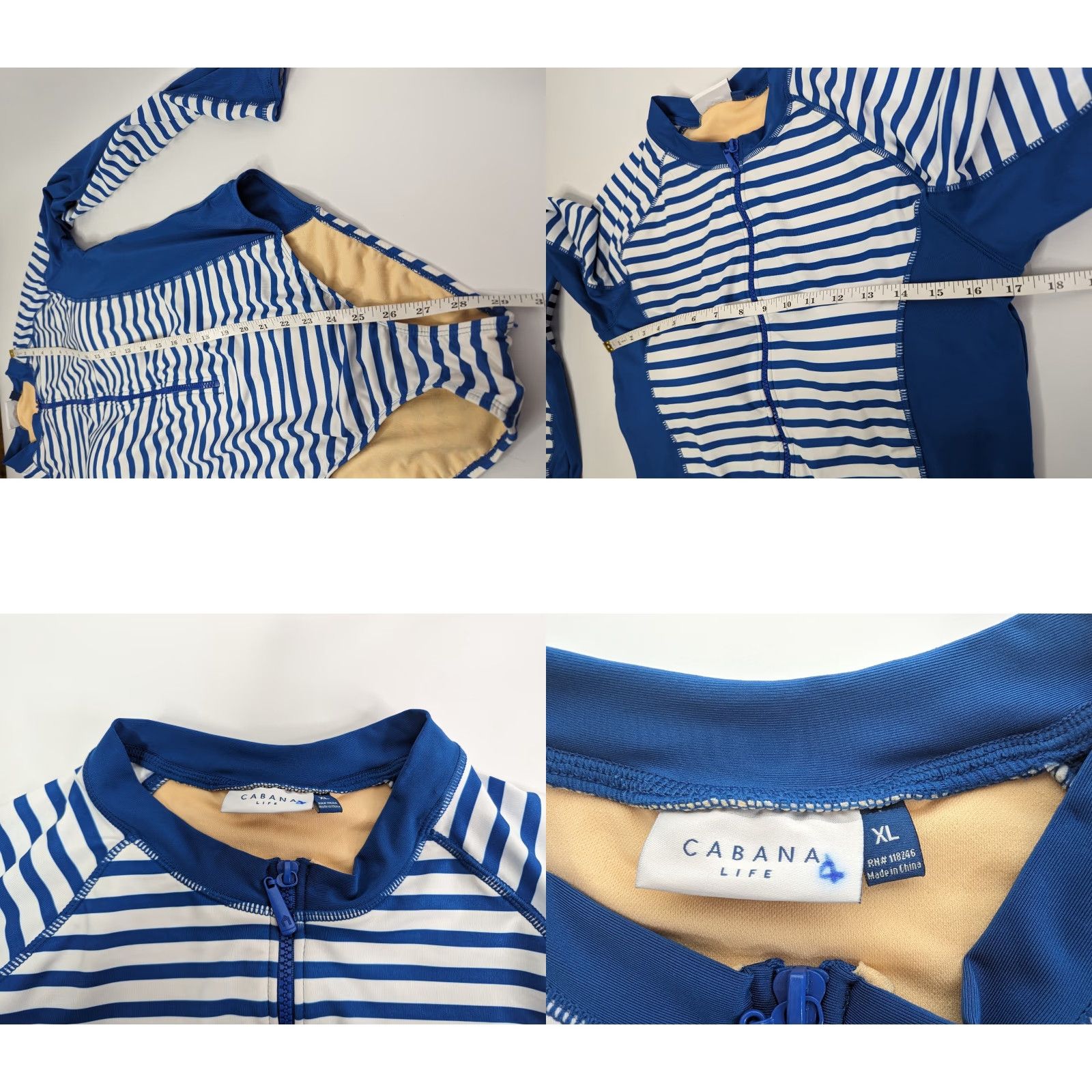 Vintage VINTAGE Cabana Life Womens Preppy Geo Navy Stripe Unisuit Rashguard Suit XL Swimsuit Size XL / US 12-14 / IT 48-50 - 8 Thumbnail