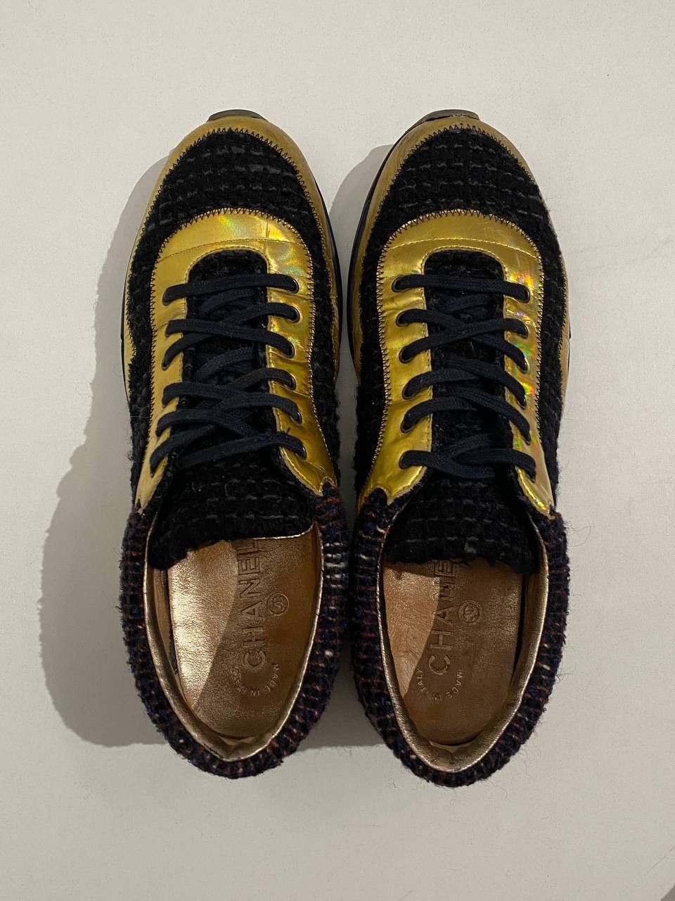 Chanel Chanel CC Logo Tweed Logo Shoes Low Top Sneakers Size US 4 / IT 34 - 8 Thumbnail