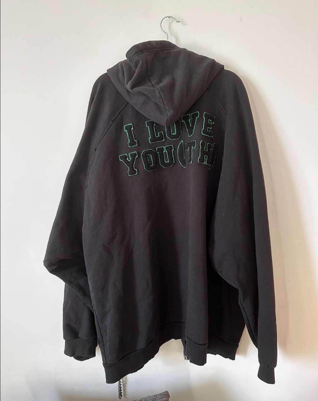 Raf Simons Green Flocked R Letter Chain Zipper Destroyer Hoodie Jacket Size US XL / EU 56 / 4 - 8 Thumbnail