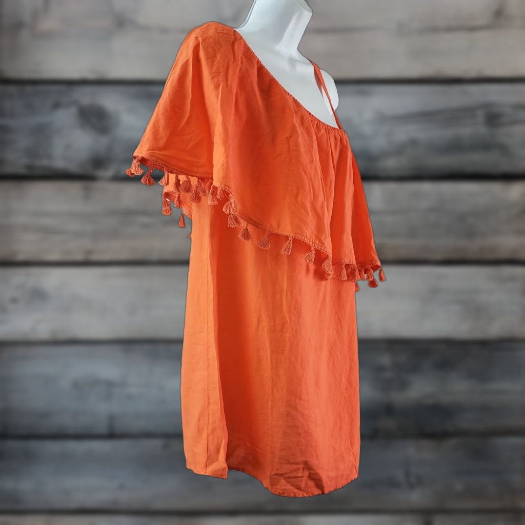Vintage Motherhood Maternity Blouse Shirt Womens Top M Medium Orange Linen Tassels Solid Size M / US 6-8 / IT 42-44 - 1 Thumbnail