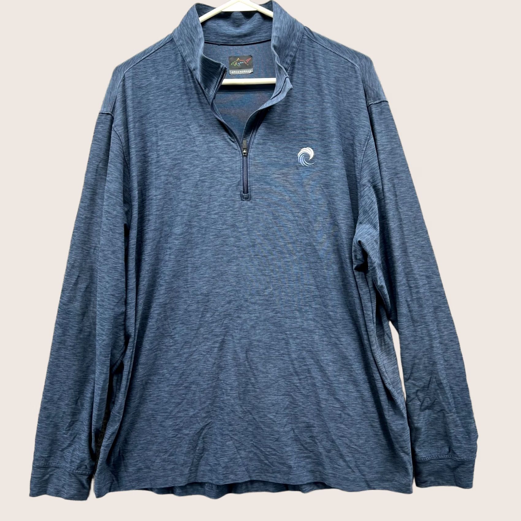 Vintage Greg Norman Sweatshirt Mens Large Blue Quarter Zip Fleece Pullover Heather Pullover Sweatshirt Knit Mock Neck Logo All Seasons Golf Size US L / EU 52-54 / 3 - 1 Thumbnail