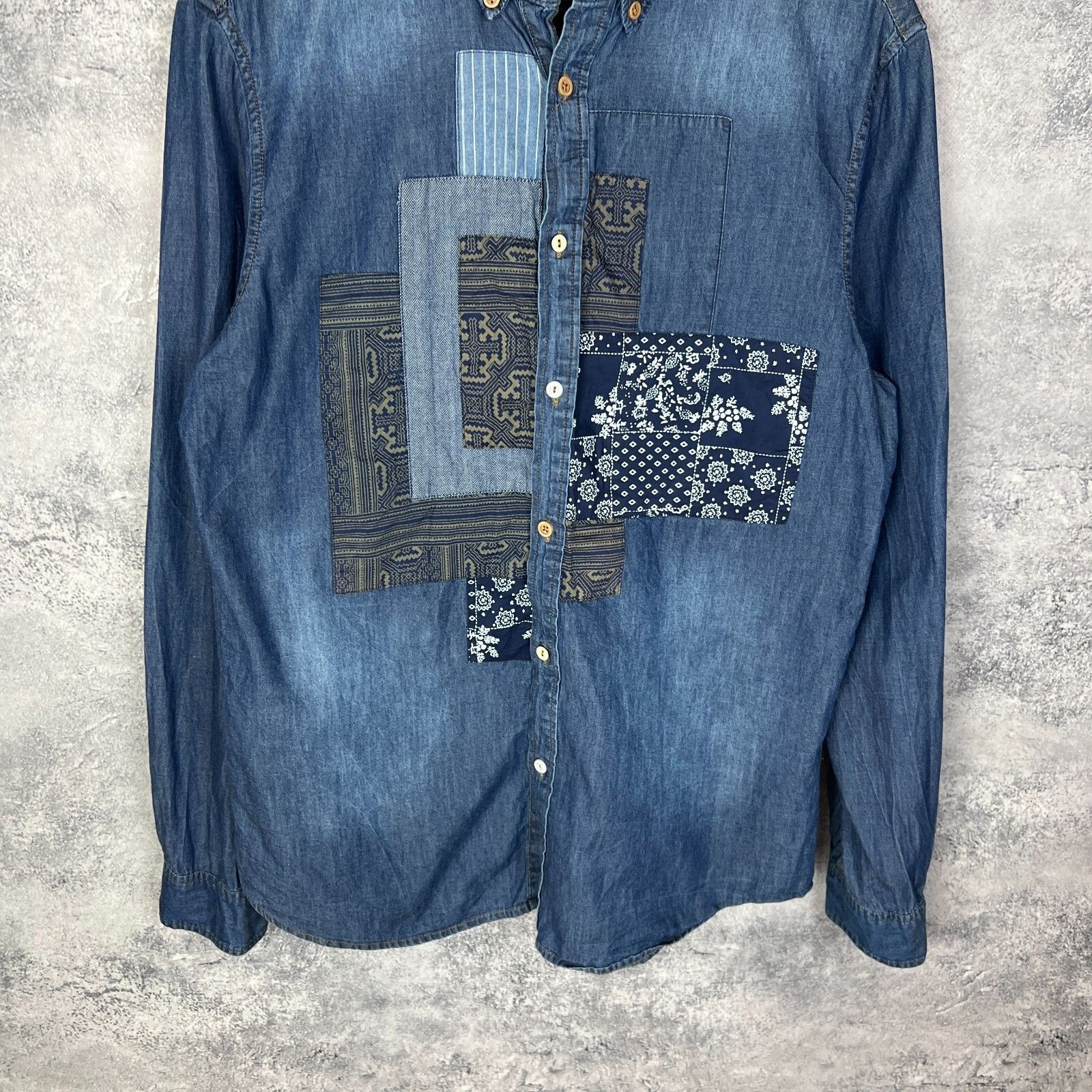 Desigual Desigual Denim Shirt Men's Size L Blue Cotton Long Sleeve ` Size US L / EU 52-54 / 3 - 3 Thumbnail