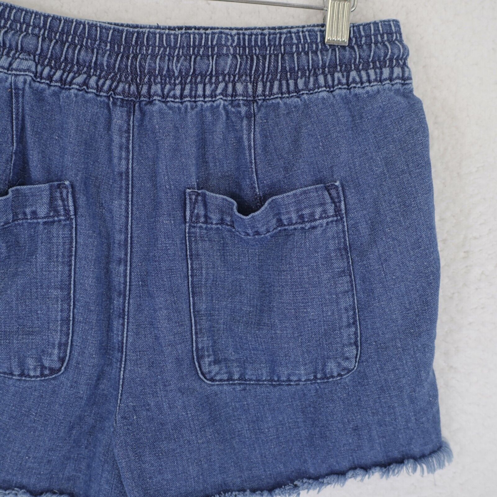 Ann Taylor Ann Taylor Loft Blue Denim Drawstring Elastic Waist Shorts S Size 28" / US 6 / IT 42 - 4 Thumbnail