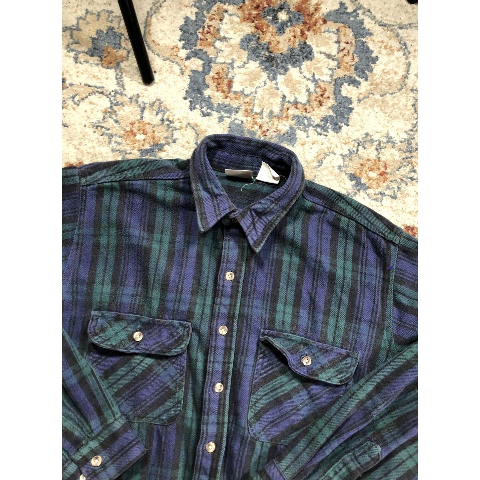 Vintage VINTAGE Five Brothers Flannel Shirt Mens XLT Green Blue Plaid Workwear Button Up Tall Size US XL / EU 56 / 4 - 6 Thumbnail
