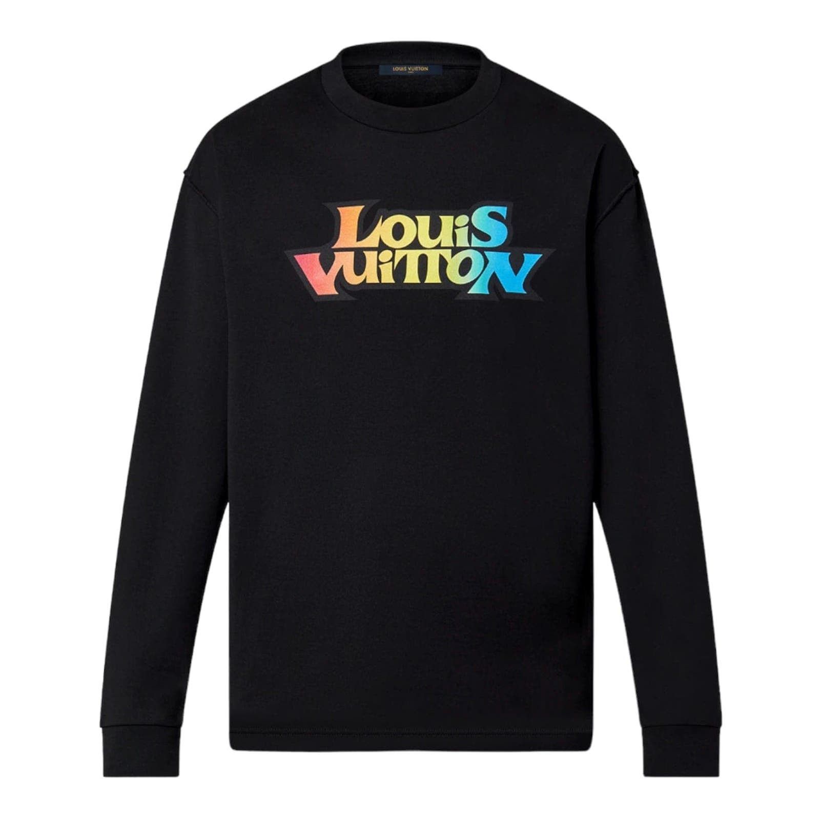 image of Louis Vuitton Fade Printed Long Sleeve Tee Shirt Black, Men's (Size Small)