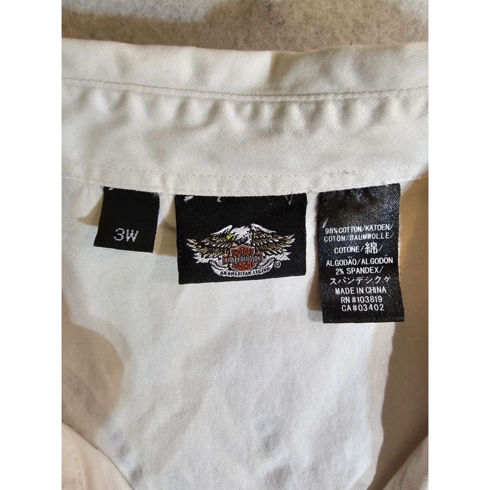 Harley Davidson Harley Davidson HD Embellished White Short Sleeve Full Zip Shirt Women's 3W Rhinestones Size XS / US 0-2 / IT 36-38 - 5 Thumbnail