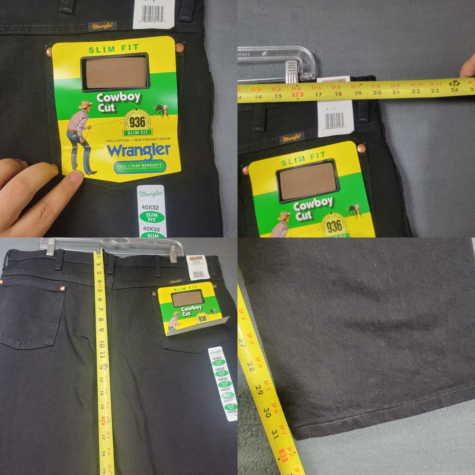 Wrangler Wrangler Cowboy Cut Jeans 40x30 Slim Bootcut Black Denim 936WBK Mens Regular 5-Pocket Comfort Rise Mid 40 Waist Inseam 30 Mens Jeans Black Size US 40 / EU 56 - 8 Thumbnail