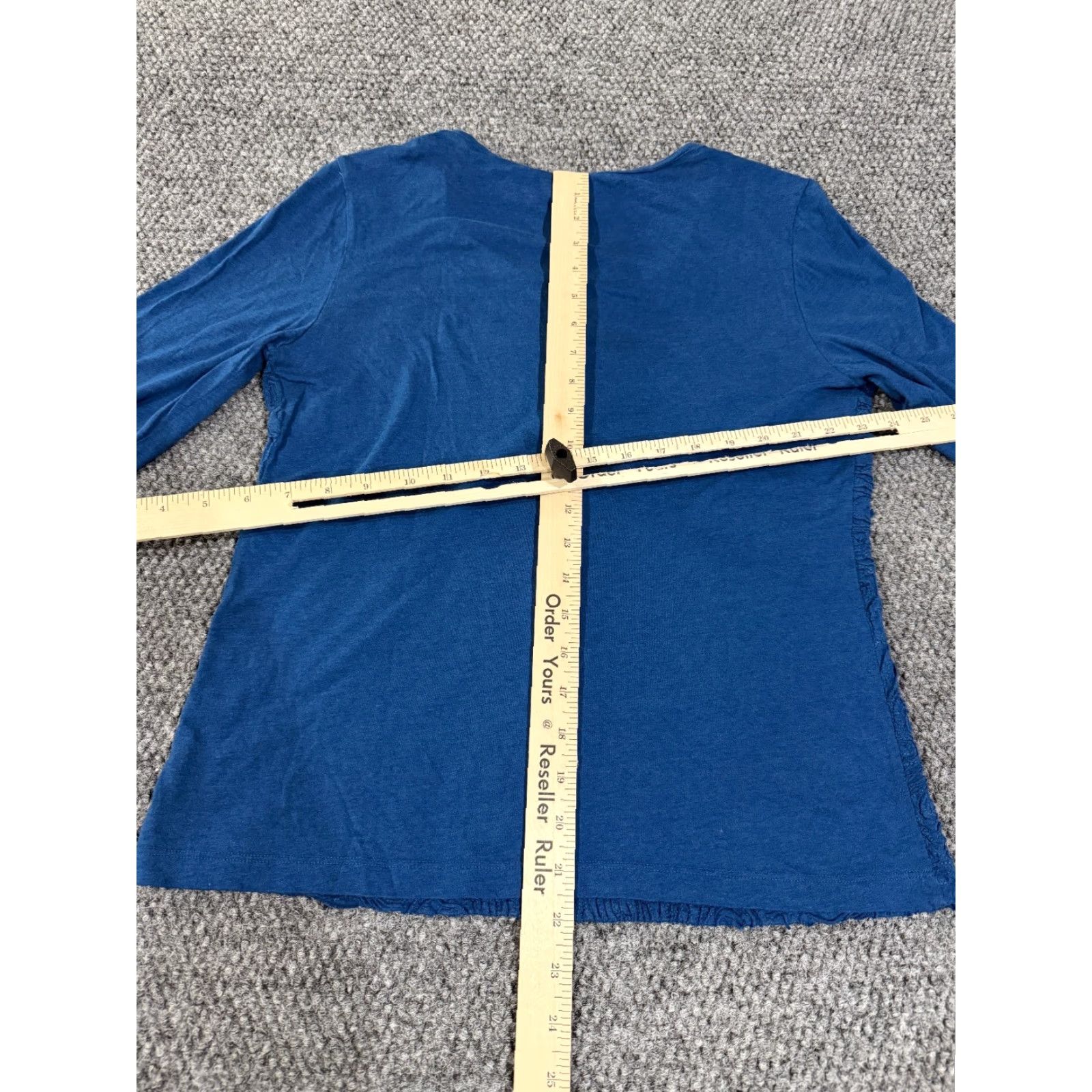 Vintage Chico's Blouse Shirt Womens 0 Blue Textured Long Sleeve Round Neck Pullover Casual Stretch Size XS / US 0-2 / IT 36-38 - 7 Thumbnail