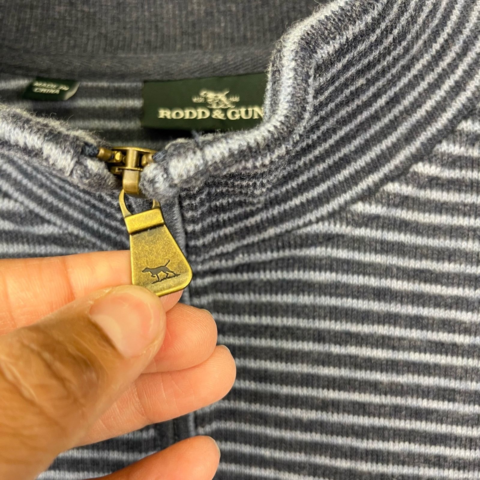 Rodd & Gunn Rodd & Gunn Sweater Blue Striped Quarter Zip Pullover Casual Size US XL / EU 56 / 4 - 3 Thumbnail
