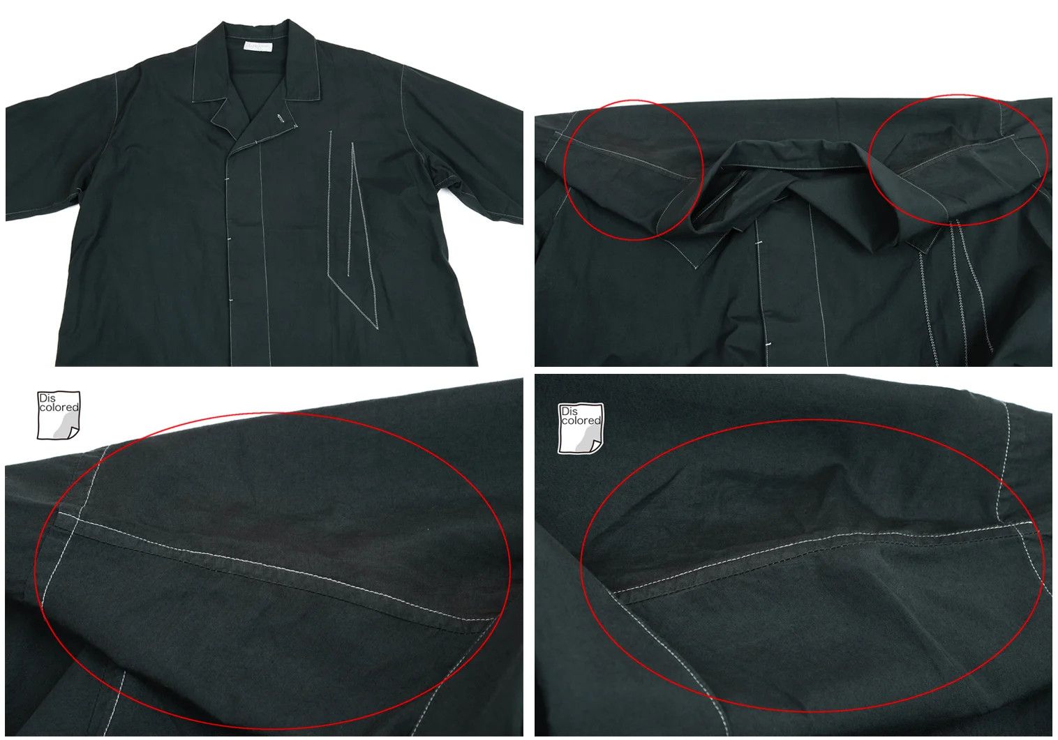 Yohji Yamamoto Yohji Yamamoto White Stitch Design Open Collar Shirt Size US M / EU 48-50 / 2 - 2 Thumbnail