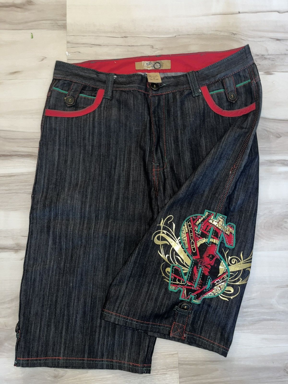 JNCO y2k hip hop embroidered exa jean shorts Size US 38 / EU 54 - 5 Thumbnail