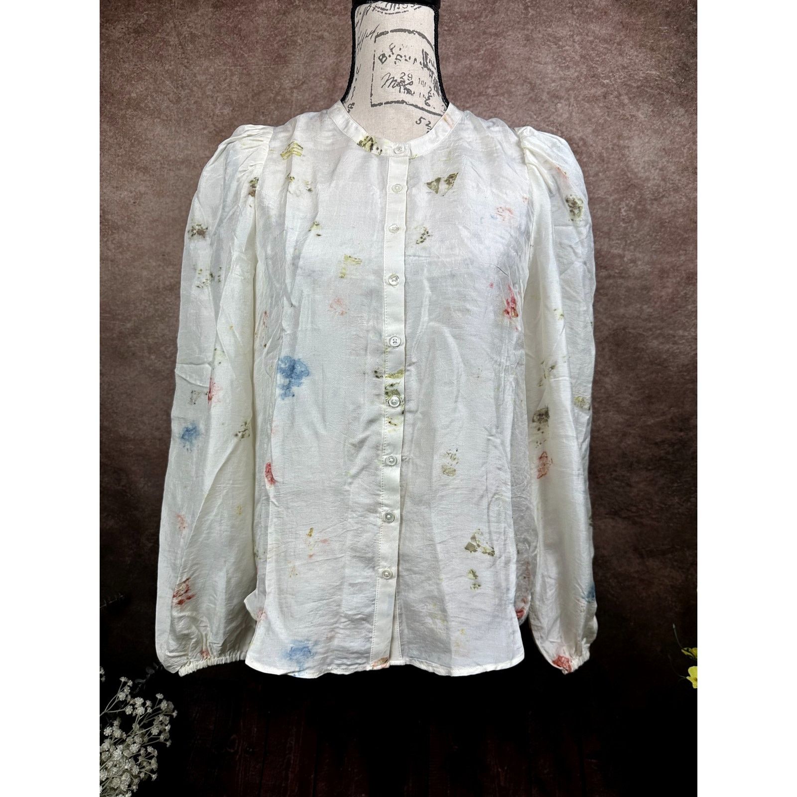 Other Current Elliott The Settler 100% Silk Top Rose Steam Multi M Size M / US 6-8 / IT 42-44 - 3 Thumbnail