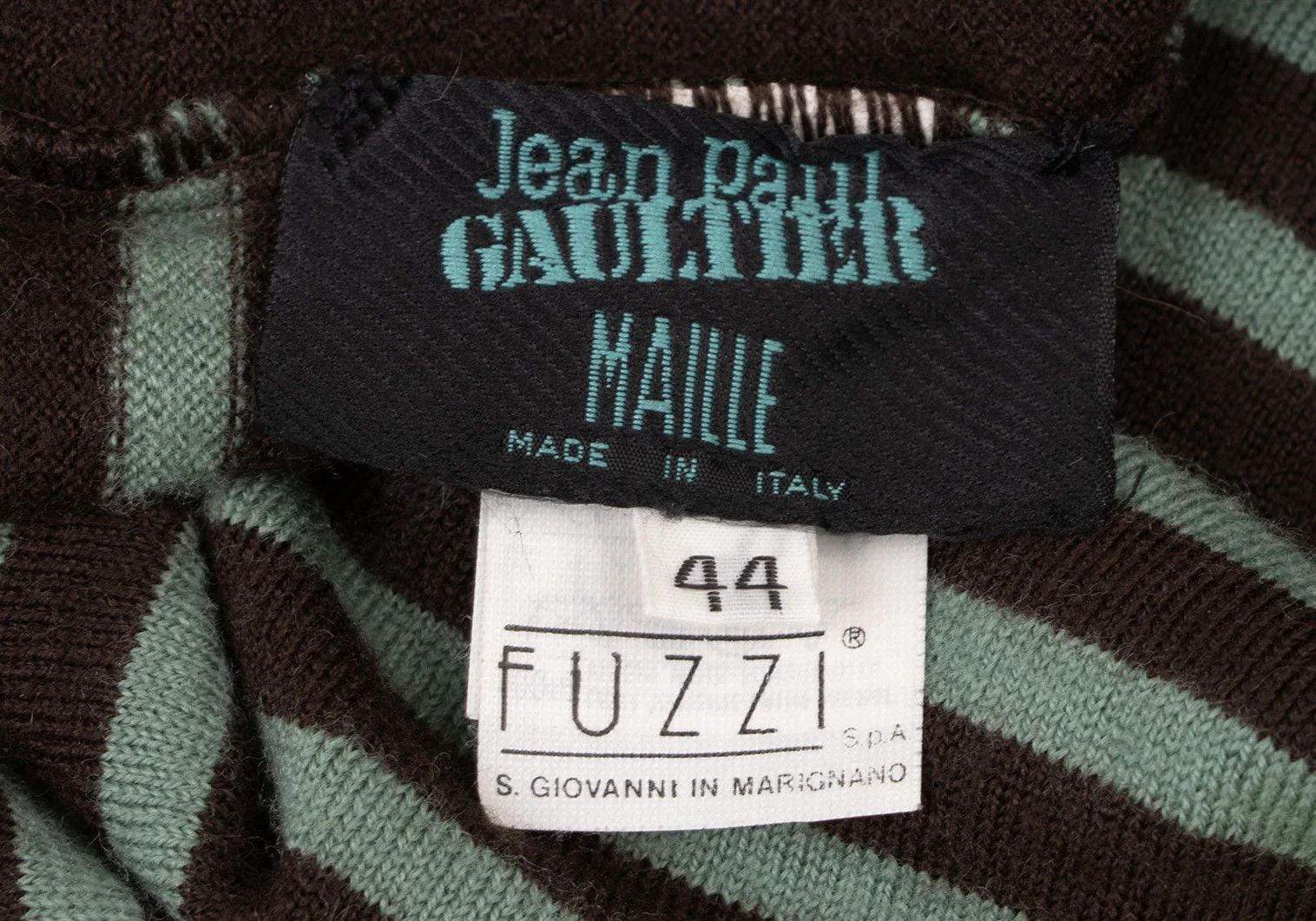 Jean Paul Gaultier High Neck Knit Striped Top in Brown Pink Yellow, Size 44 Size US S / EU 44-46 / 1 - 16 Thumbnail