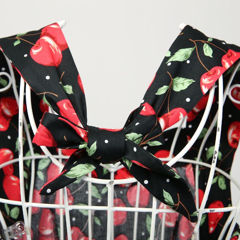Other Cherry Print Vintage Style Backless Dress Size L / US 10 / IT 46 - 7 Thumbnail