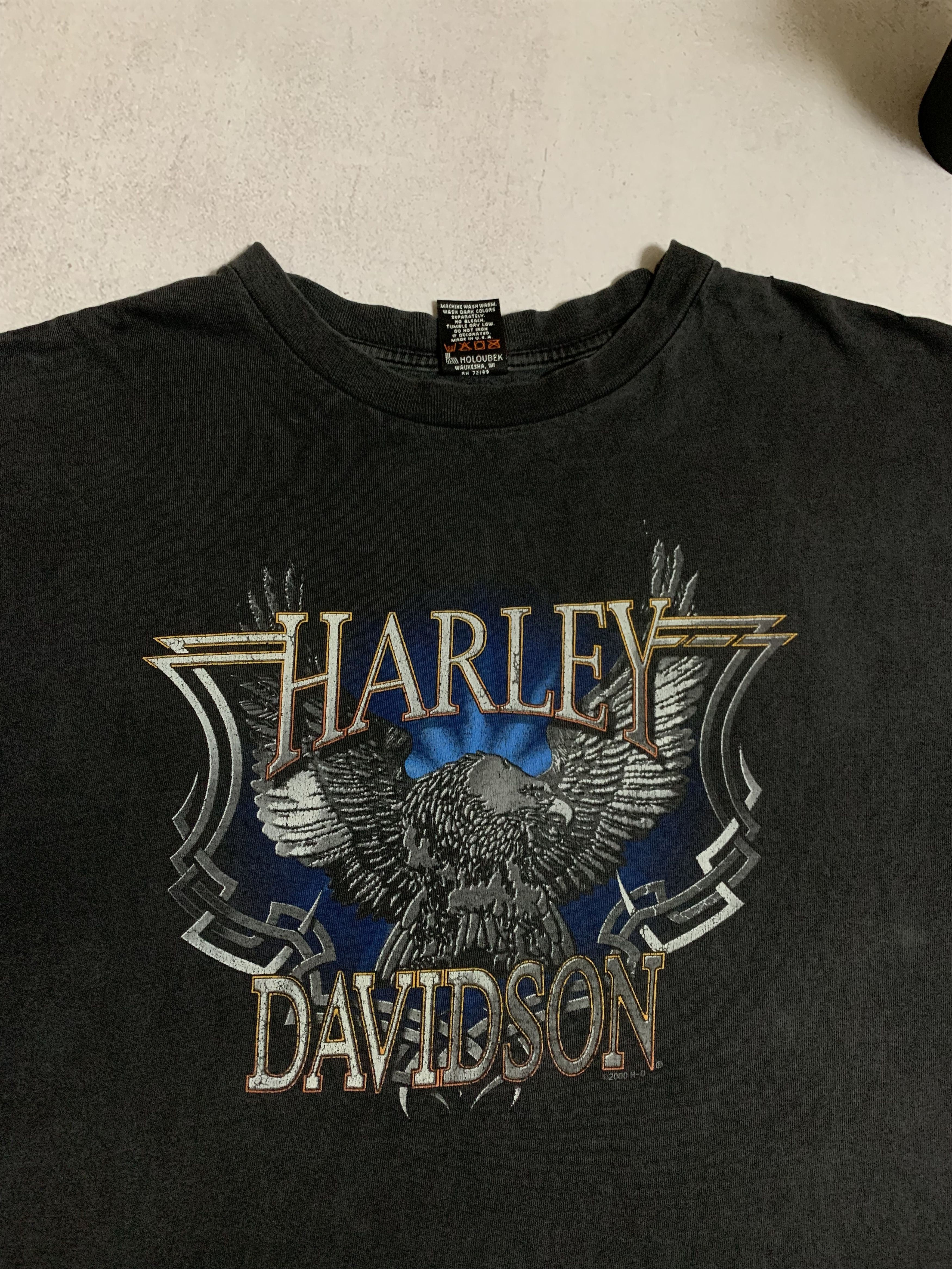 Harley Davidson × Vintage Vintage Harley Davidson T Shirt Santa Fe 2000 Distressed 90s Size US XL / EU 56 / 4 - 2 Thumbnail