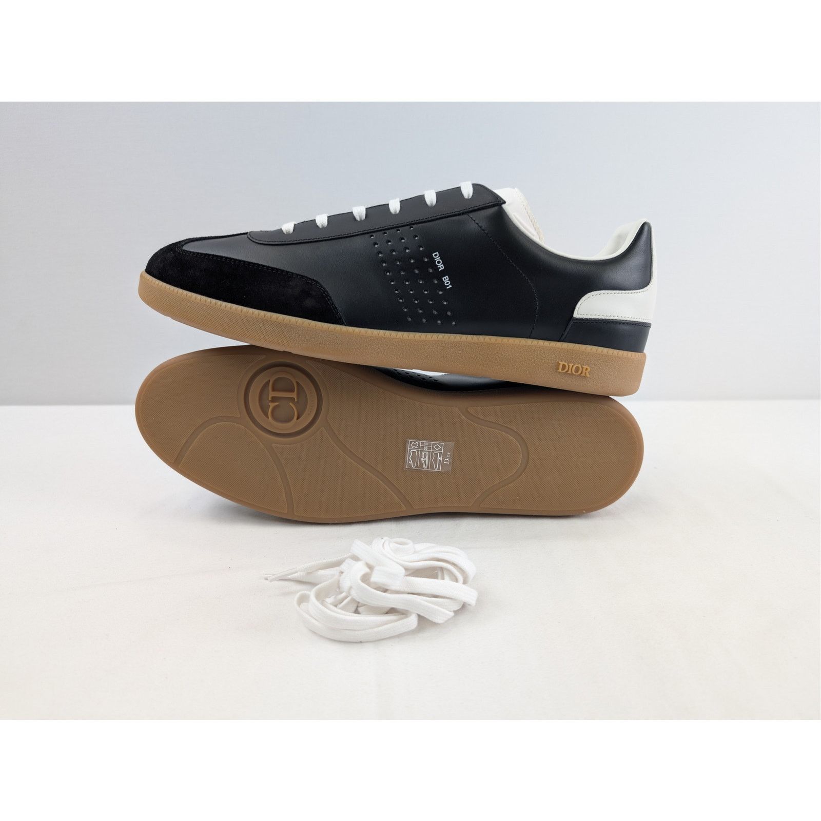 Dior o1rshd1 B01 Brown Sole Sneakers in Black/White Size US 13 / EU 46 - 14 Thumbnail