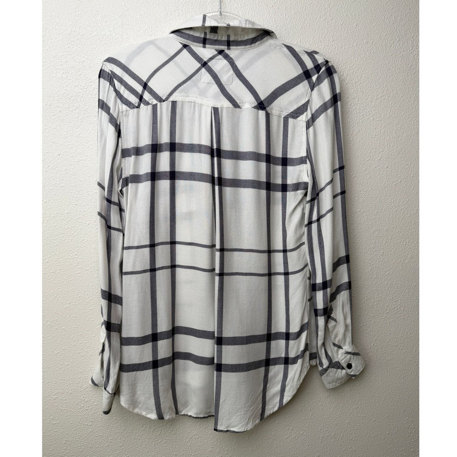 Rails Rails White Navy Plaid Button Down Shirt Long Sleeve Women S Size S / US 4 / IT 40 - 4 Thumbnail