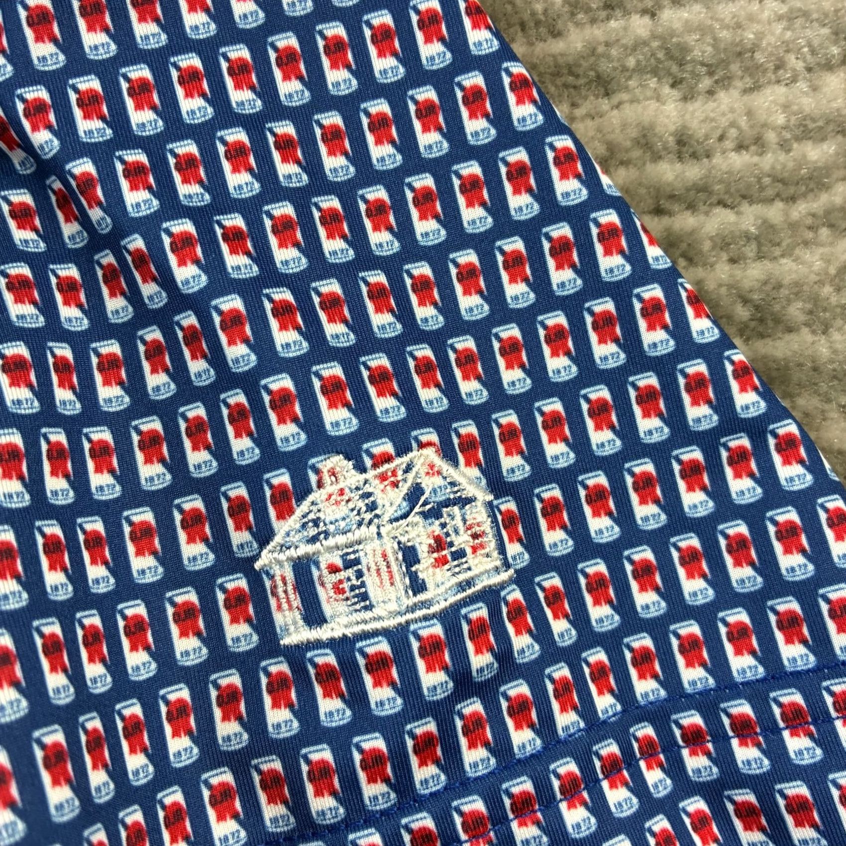 Vintage Donald Ross Shirt Mens L Blue Polo All Over Print Drinks Performance Golf Size US L / EU 52-54 / 3 - 4 Thumbnail