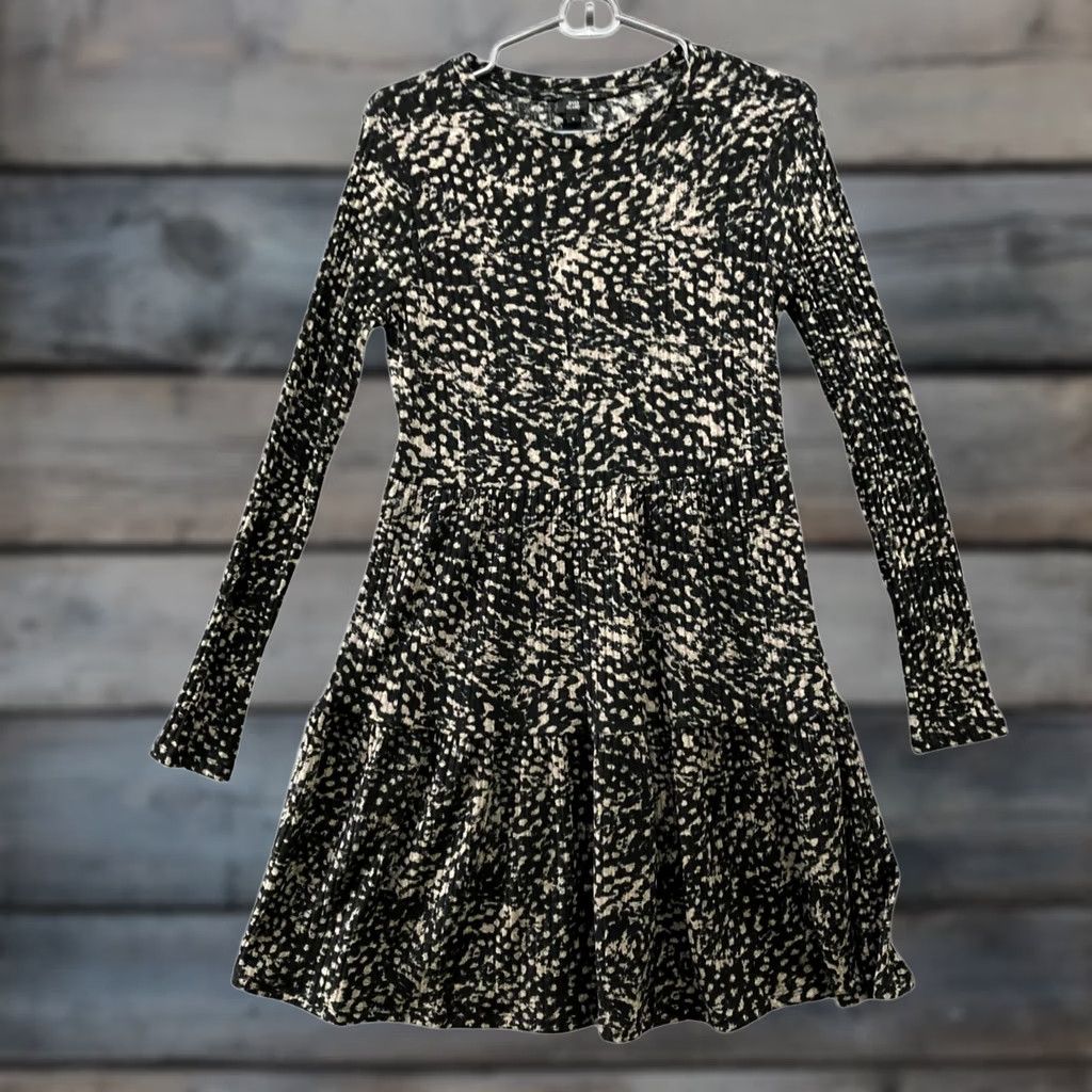 River Island River Island Knit Long Sleeve Dress Size 8 Black Leopard Print Midi Knit Dress Womens 8 Crew Neck Pullover Size M / US 6-8 / IT 42-44 - 1 Thumbnail
