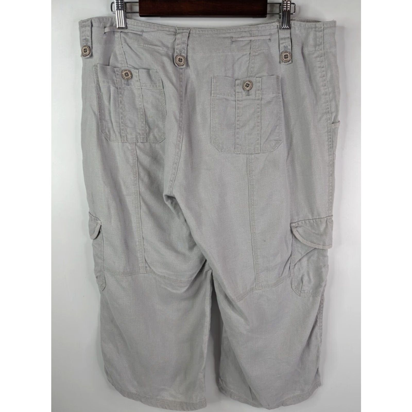 Eddie Bauer Eddie Bauer Pants Womens 14 Grey Cargo Capri Linen Outdoor Hiking Drawstring Pockets Wide Leg Capri Outdoor Ladies Women's Pants Size 25" / US 0 / IT 36 - 4 Thumbnail