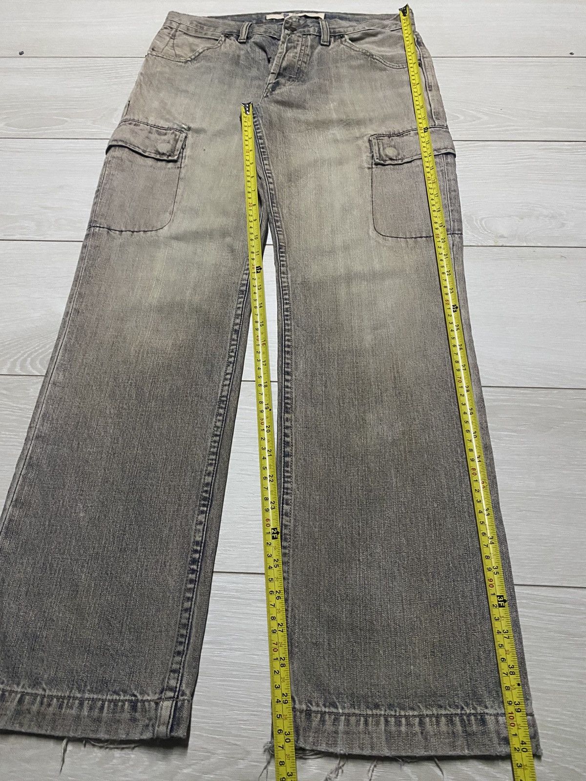 Gap × Yeezy Vintage Gap Cargo Denim Distressed Loose Jeans Size US 31 - 13 Thumbnail
