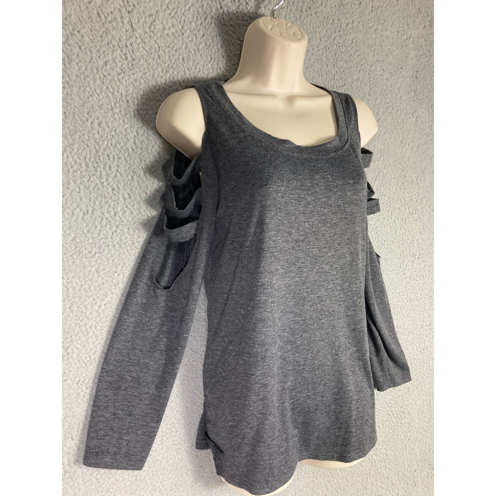 Other Women's Gray Open Shoulder Long Sleeve Blouse Size S Size S / US 4 / IT 40 - 2 Thumbnail
