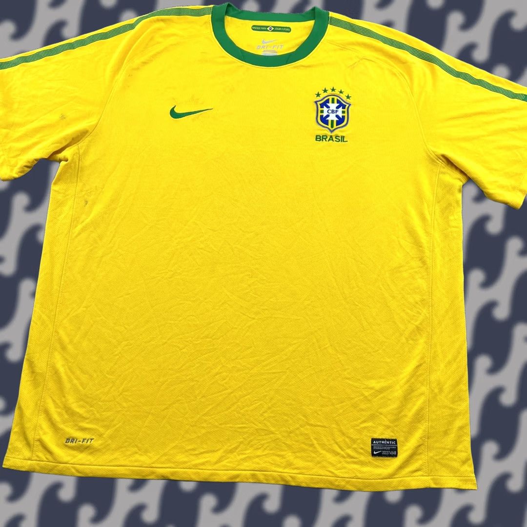 Nike Nike Brazil 2010 2011 Home Football Jersey Mens 2XL Yellow Adult Shirt Size US XXL / EU 58 / 5 - 1 Thumbnail