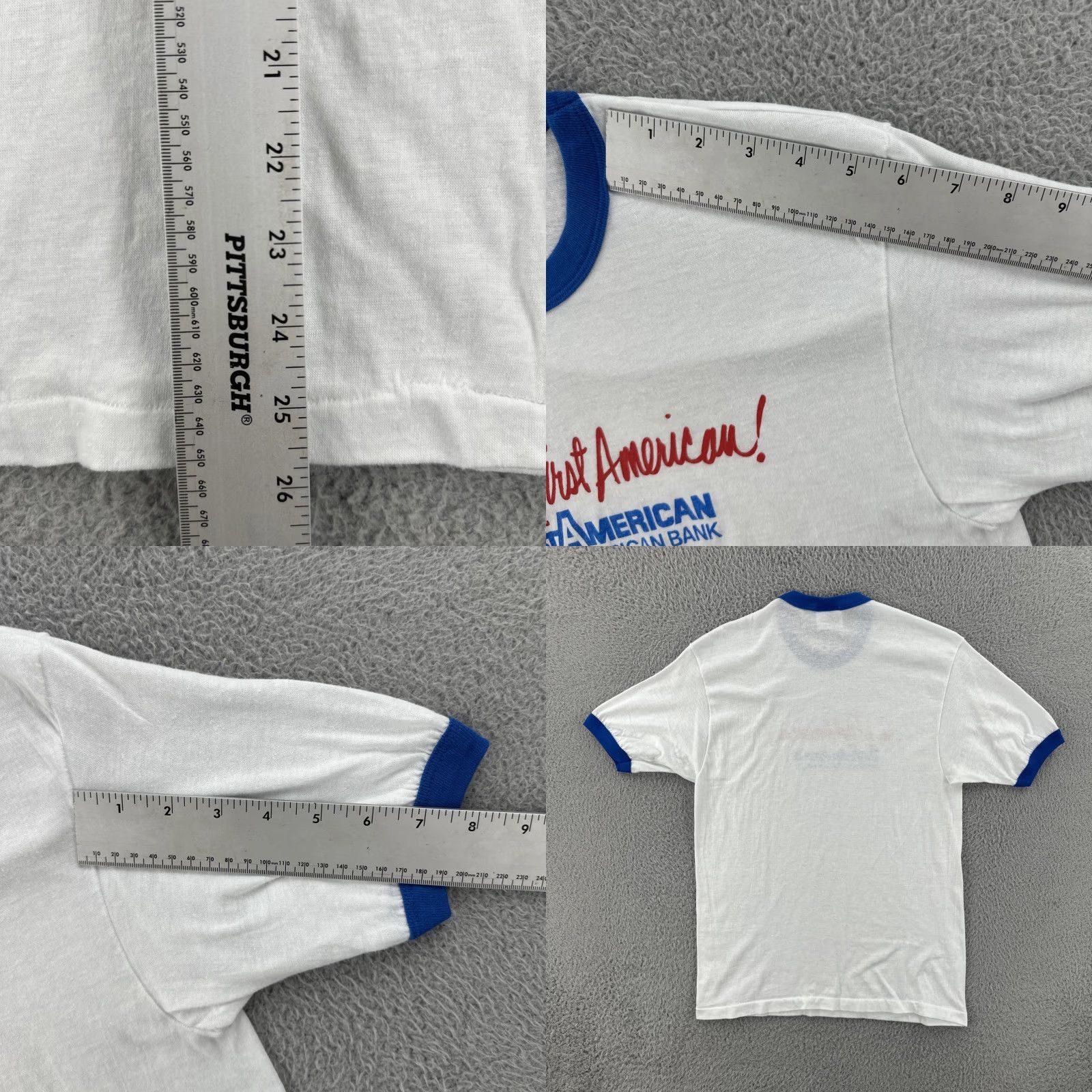 Hanes VINTAGE Hanes 50/50 White Ringer Shirt USA Made Mens L Crew Neck Short Sleeve T-Shirt Size US L / EU 52-54 / 3 - 9 Thumbnail