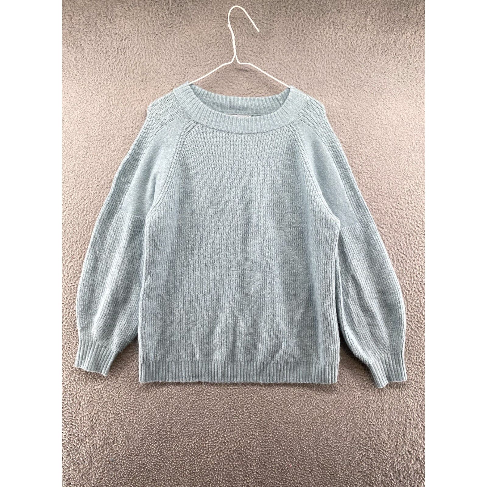 Vintage STACCATO Sweater Shirt Womens Ribbed Knit Soft Acrylic Pullover Size L Blue 90s ITA Fair Isle Crew Neck Vtg? Size L / US 10 / IT 46 - 2 Thumbnail
