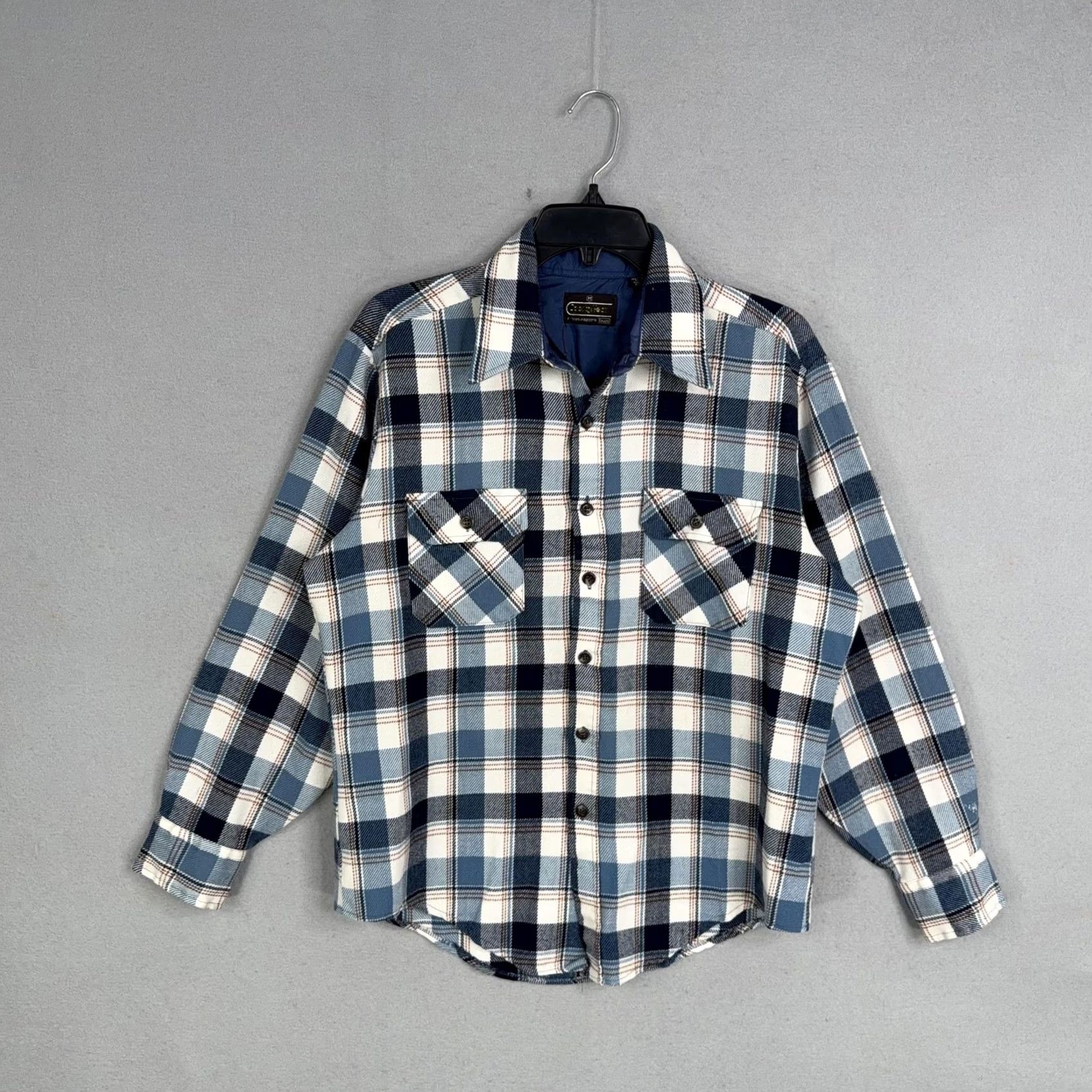 Sears VINTAGE Sears Shirt Mens M Blue Plaid Flannel Button Front Outdoor 80s 90s Womens Mens Girls Size US M / EU 48-50 / 2 - 2 Thumbnail