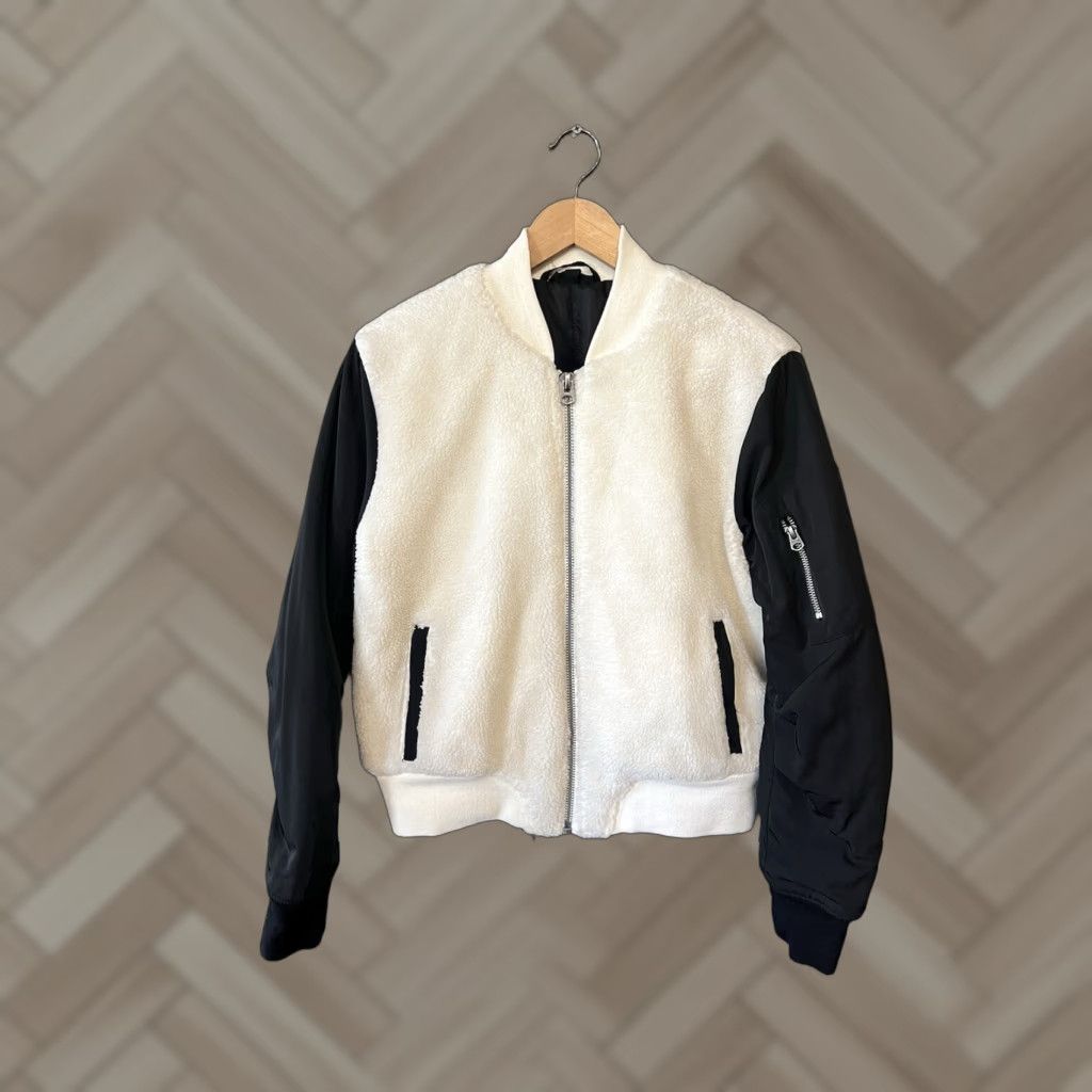 Topshop Topshop Womens White Black Fleece Long Sherpa Jacket Size 6 Size M / US 6-8 / IT 42-44 - 1 Thumbnail