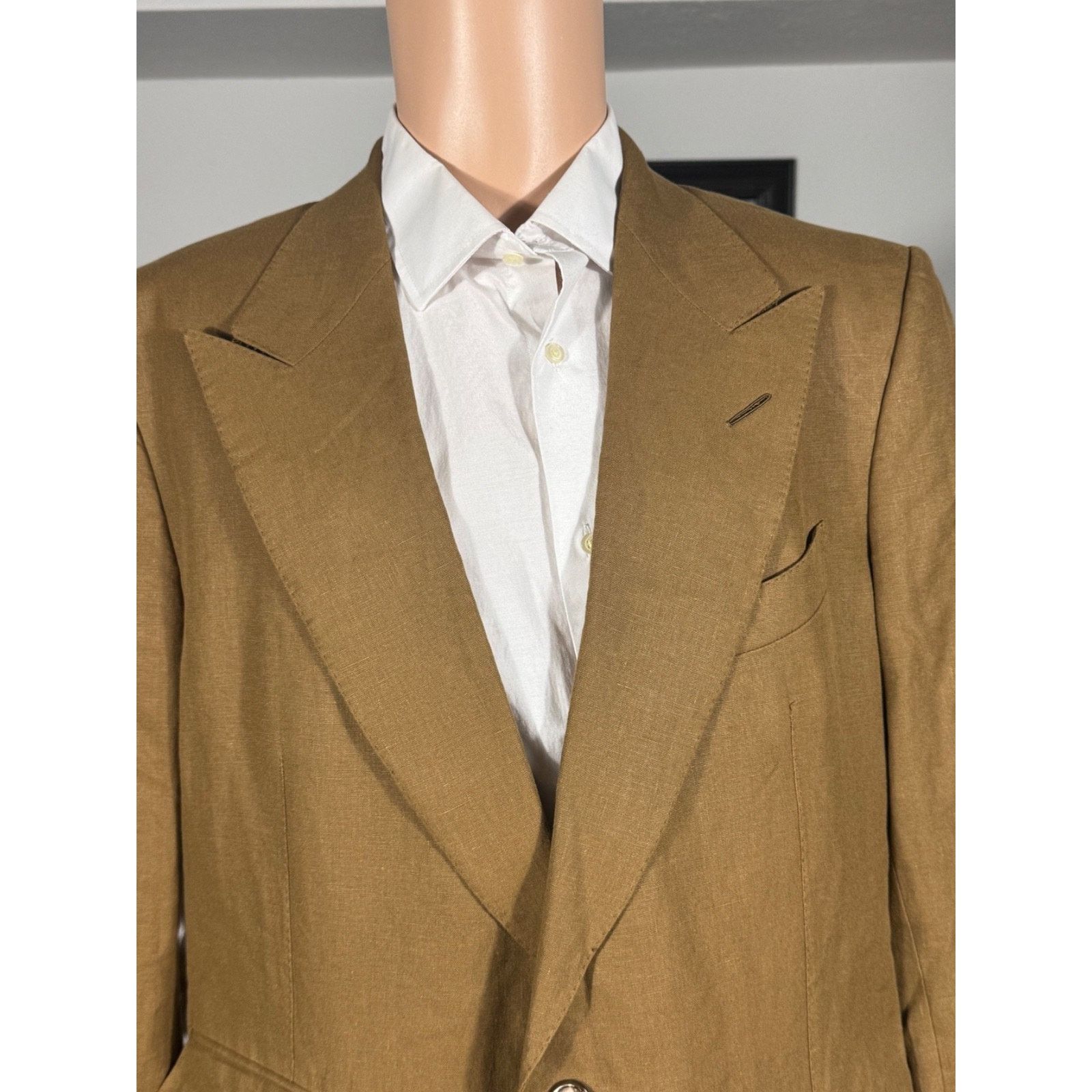 Tom Ford Tom Ford Tobacco Brown Linen Peak Lapel Blazer jacket 46R Size 46R - 6 Thumbnail