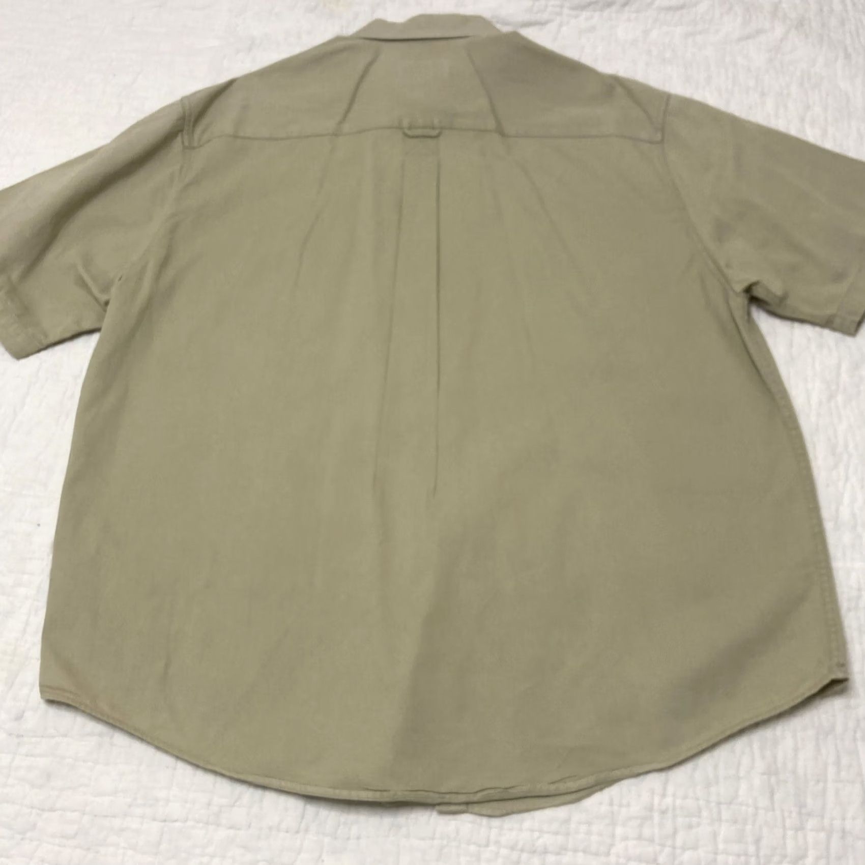 Eddie Bauer VINTAGE Eddie Bauer Button-Up Shirt Men Short Sleeve Fishing Cotton Canvas L Khaki Beige Mens L Shirt Size US 33 - 5 Thumbnail