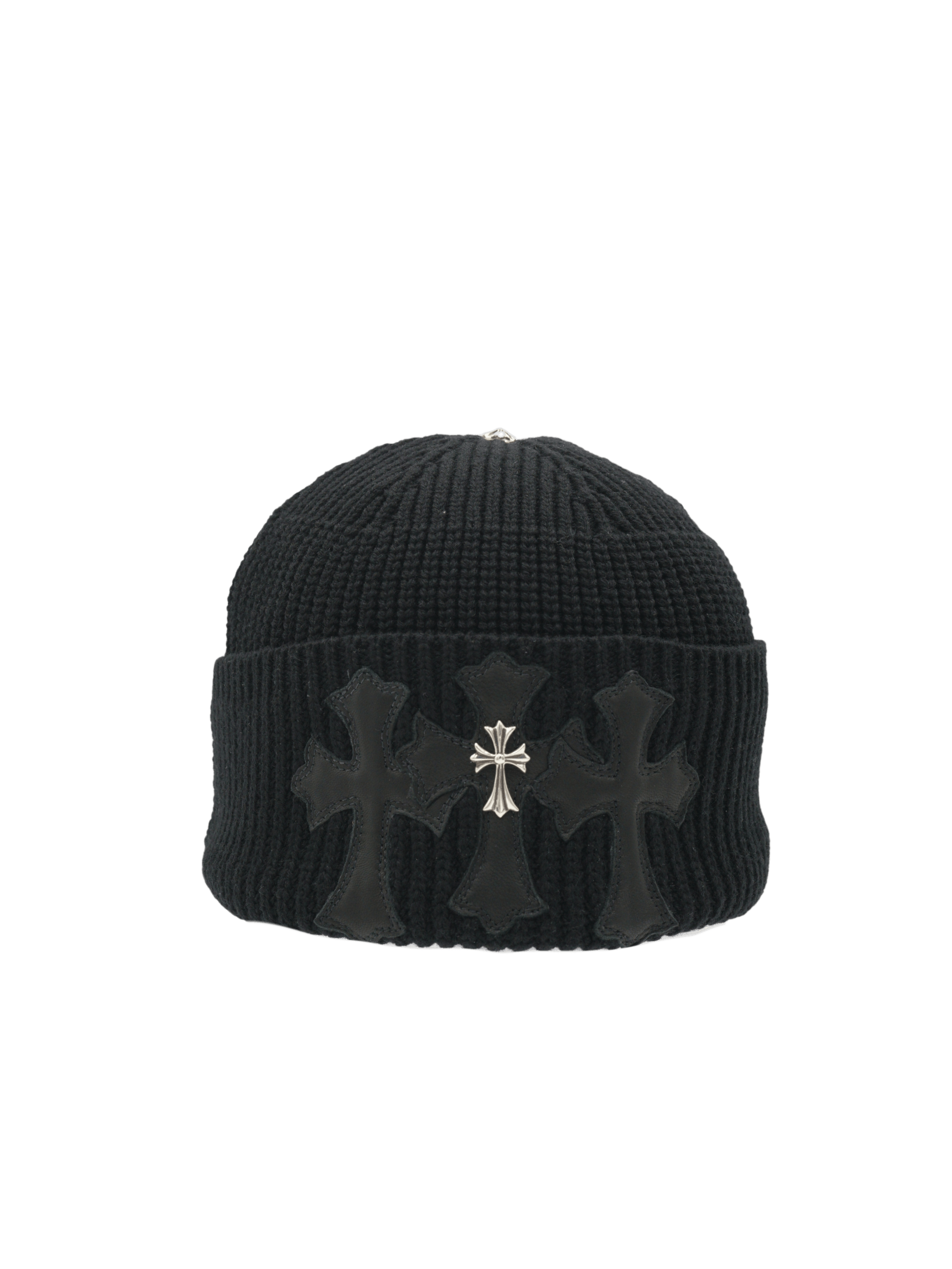 Chrome Hearts Chrome Hearts Triple Leather Cross With Silver Cross Beanie Size ONE SIZE - 1 Thumbnail