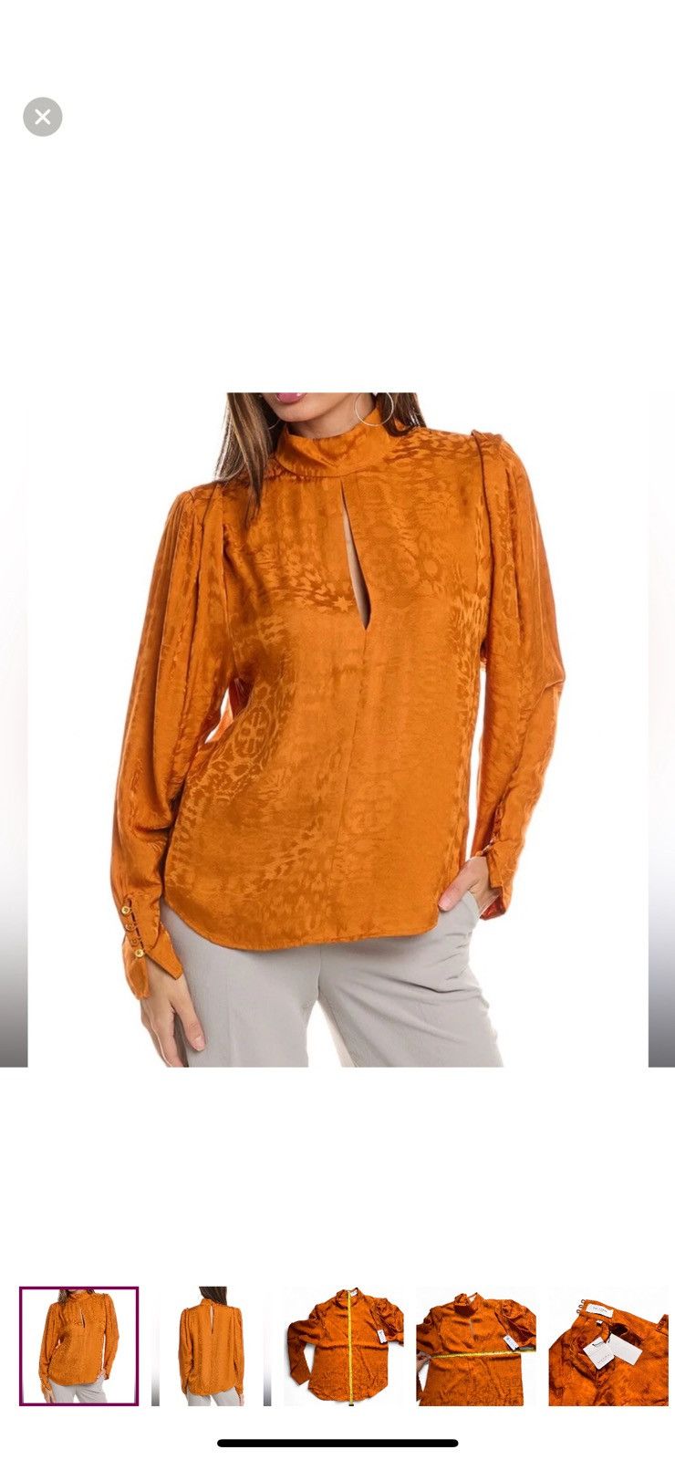Equipment Equipment Maya Jacquard Satin Blouse Burnt Orange XXS NWT Size XXS / US 00 / IT 34 - 1 Thumbnail