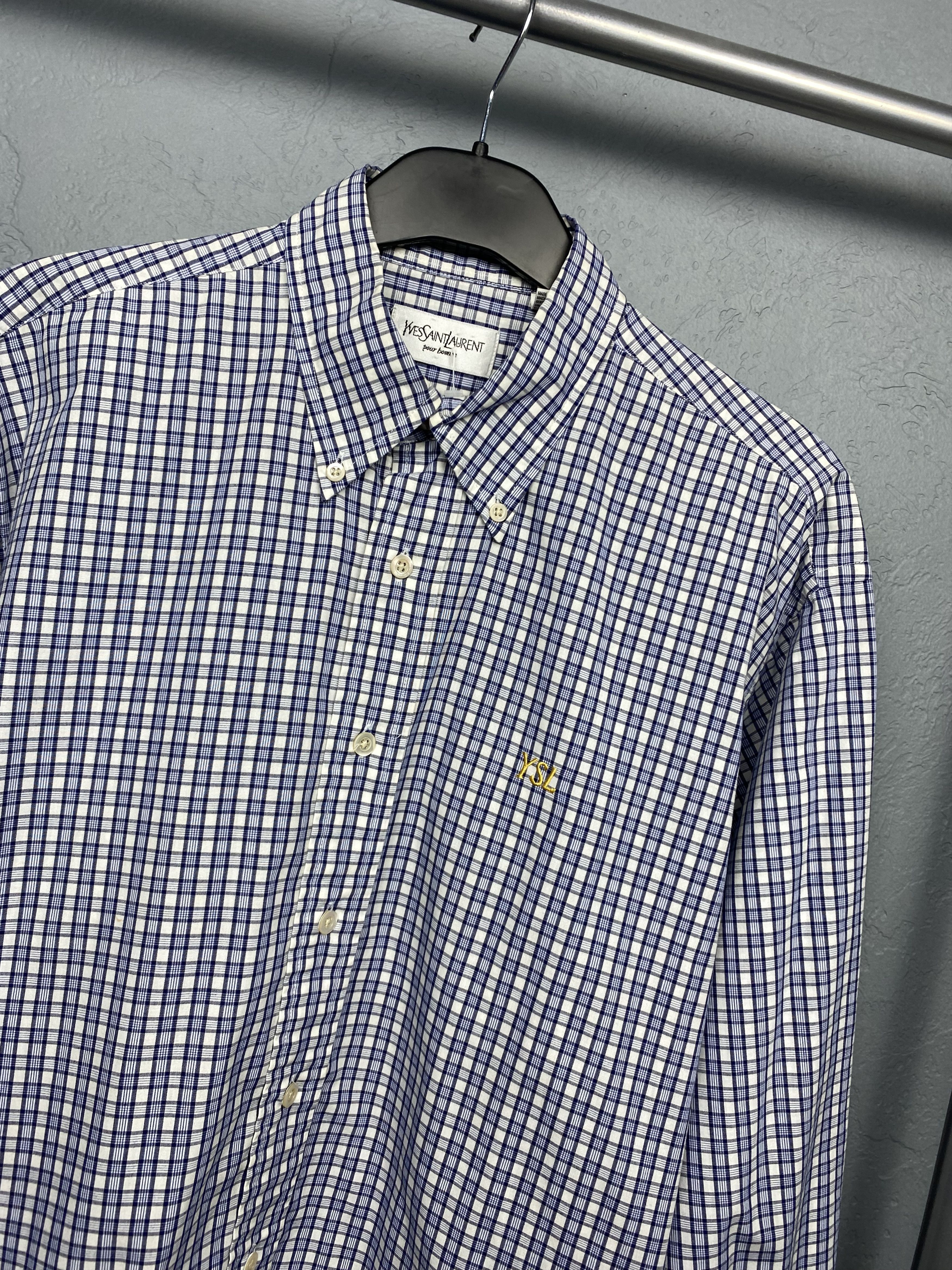 Yves Saint Laurent Ysl Pour Homme YSL Mens Long Sleeve Check Shirt Size US M / EU 48-50 / 2 - 2 Thumbnail