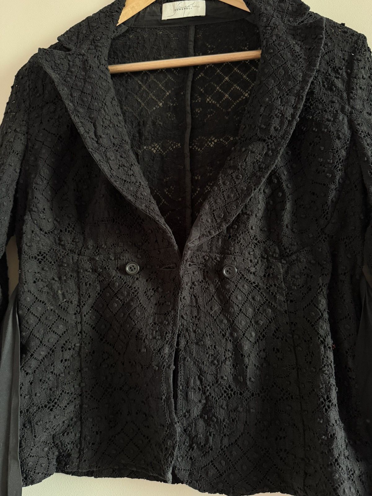 Other Black Lace Blazer w/ Nylon Panels & Asym Belt Size M / US 6-8 / IT 42-44 - 4 Thumbnail