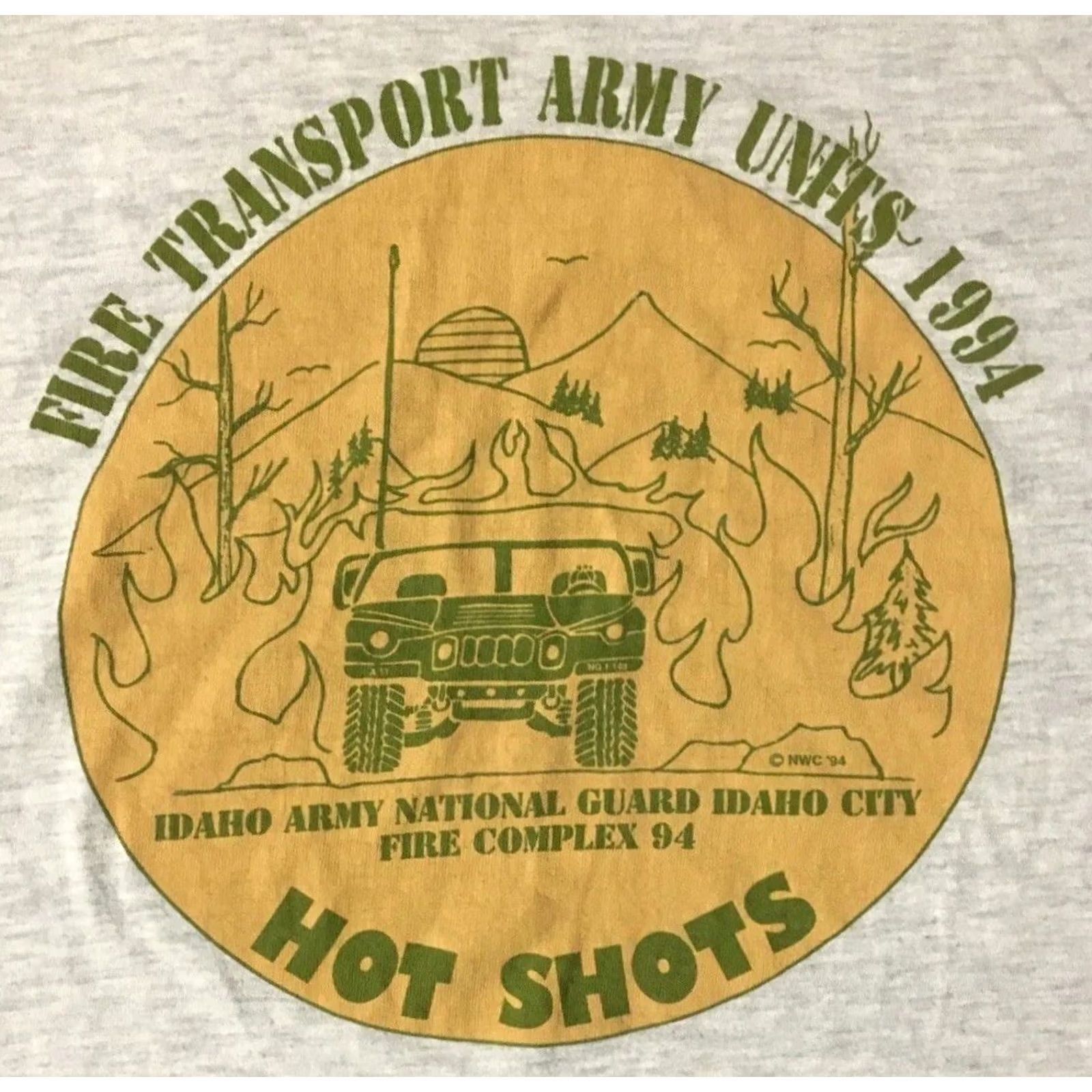 Vintage VINTAGE US Army Hot Shots Fire Transport Shirt XL Gray Military Biker Grunge 80s 90s Mens Size US XL / EU 56 / 4 - 2 Thumbnail