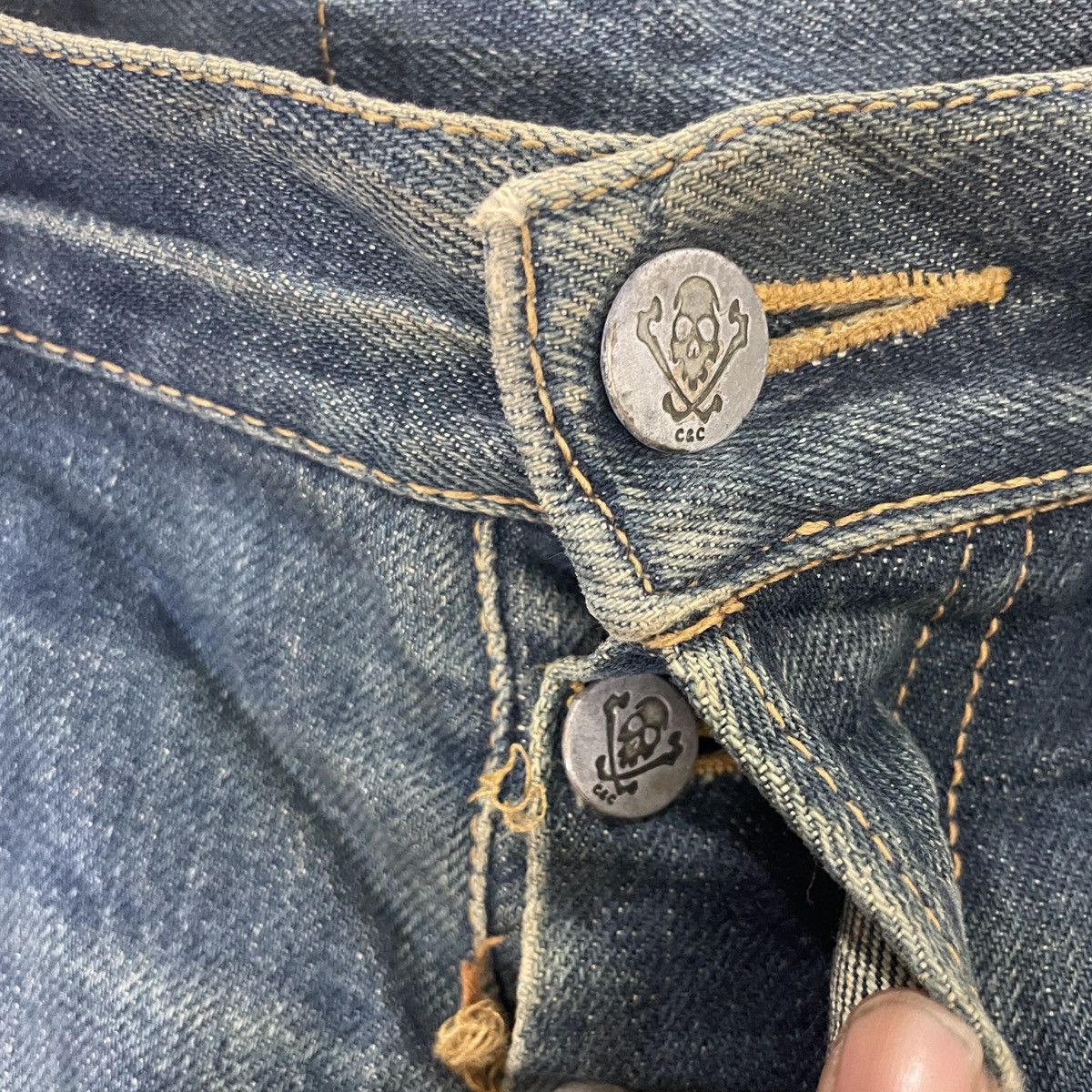Japanese Brand Vintage Clet & Cobra Skulls Distressed Denim Size 29" - 5 Thumbnail