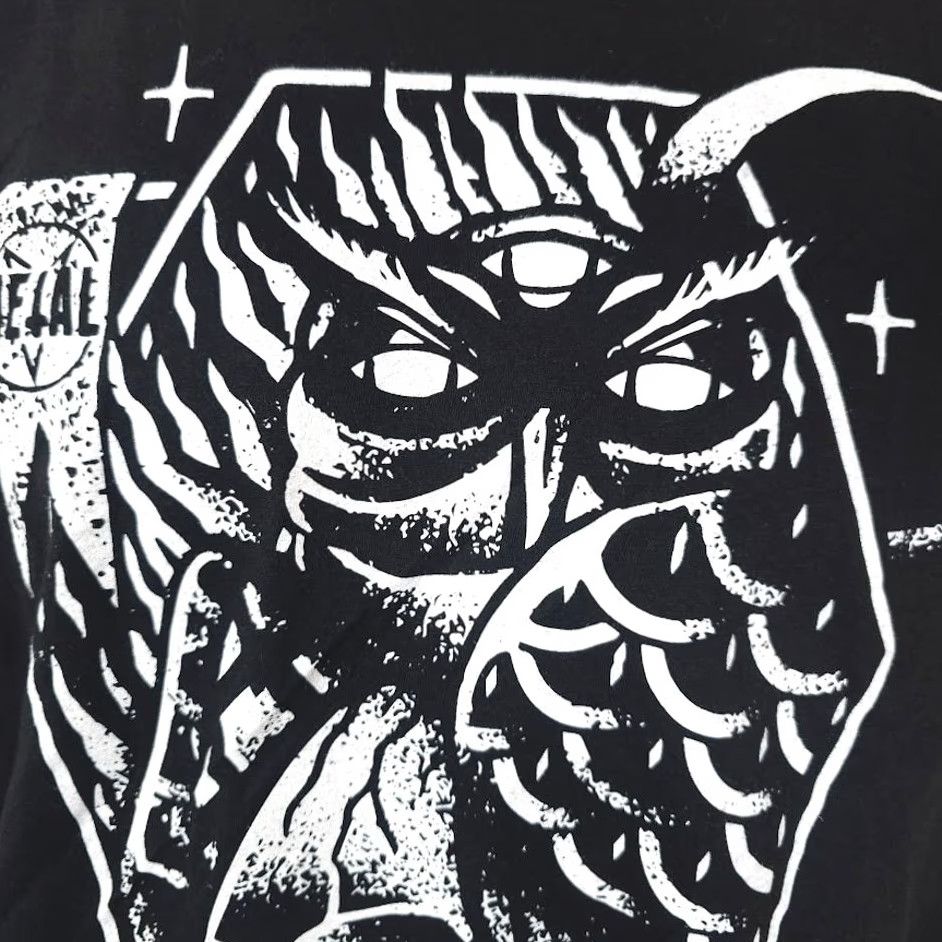 Anvil Owl Skull Coffin T Shirt Mens Size Medium Black Metal Pentagram Pagan Occult Size US M / EU 48-50 / 2 - 3 Thumbnail