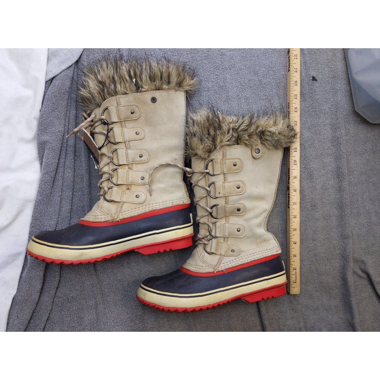 SOREL VINTAGE Sorel Joan of Arctic Snow Boots Womens Size 8 40 Beige Suede Mid Calf Waterproof Size US 8 / IT 38 - 2 Thumbnail