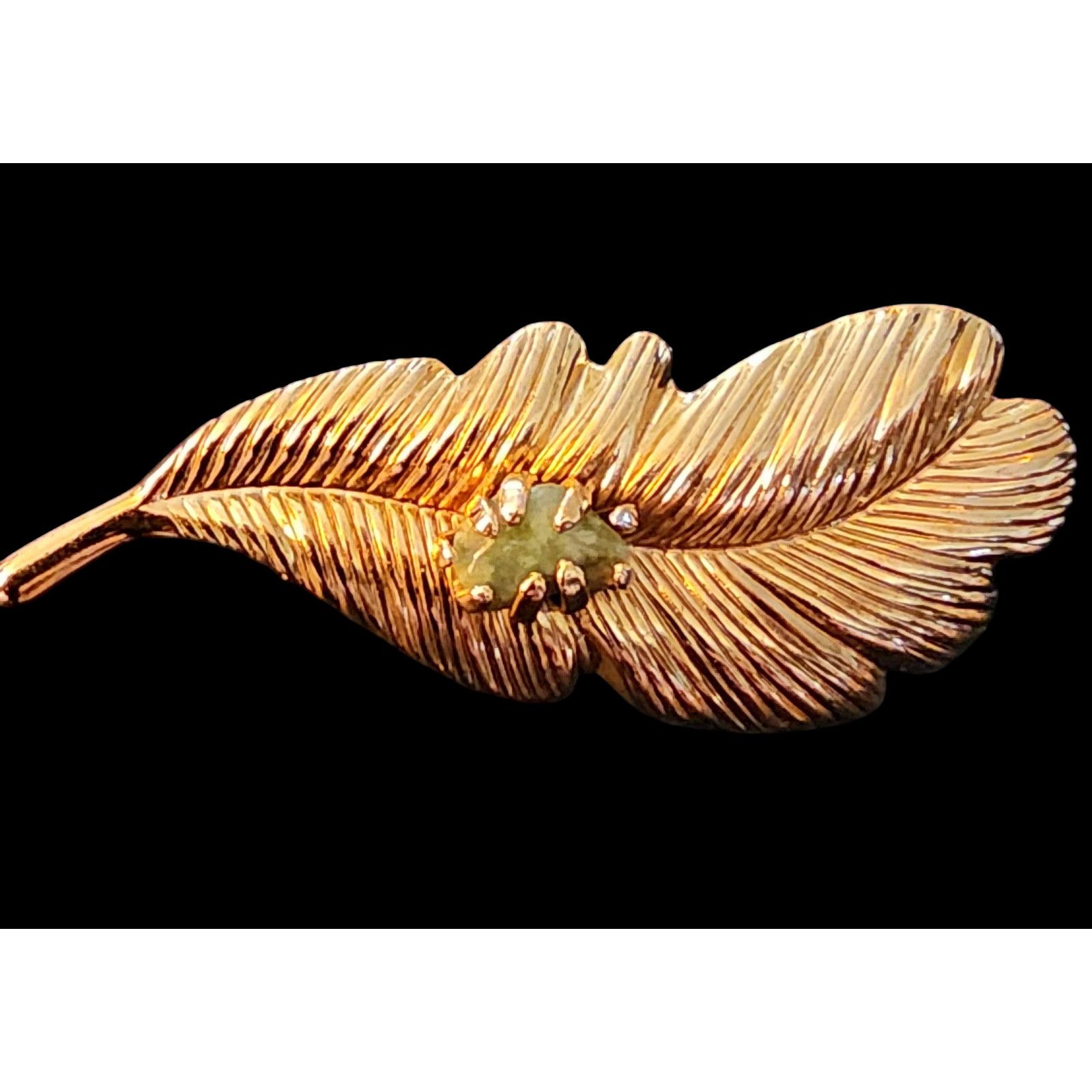 Other Vintage fantasy gold-tone leaf jade stone brooch Size ONE SIZE - 1 Thumbnail